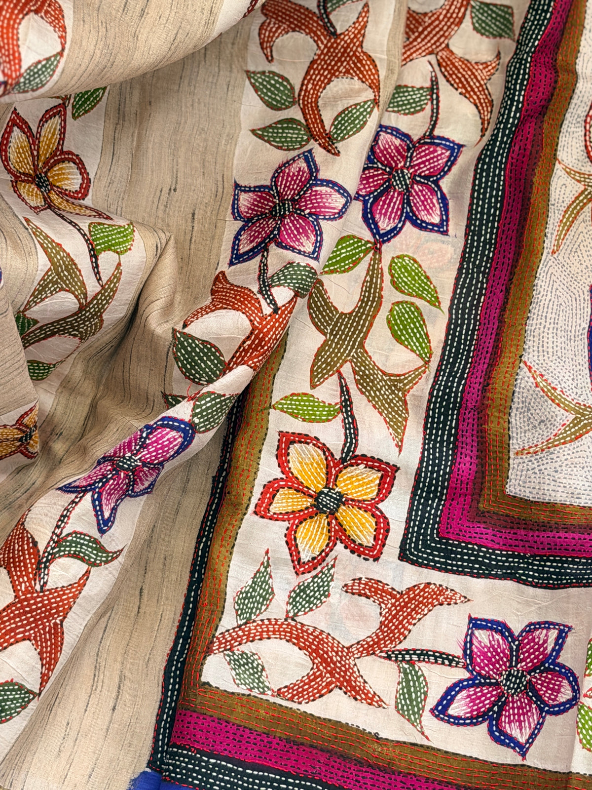Kantha Stitch Saree