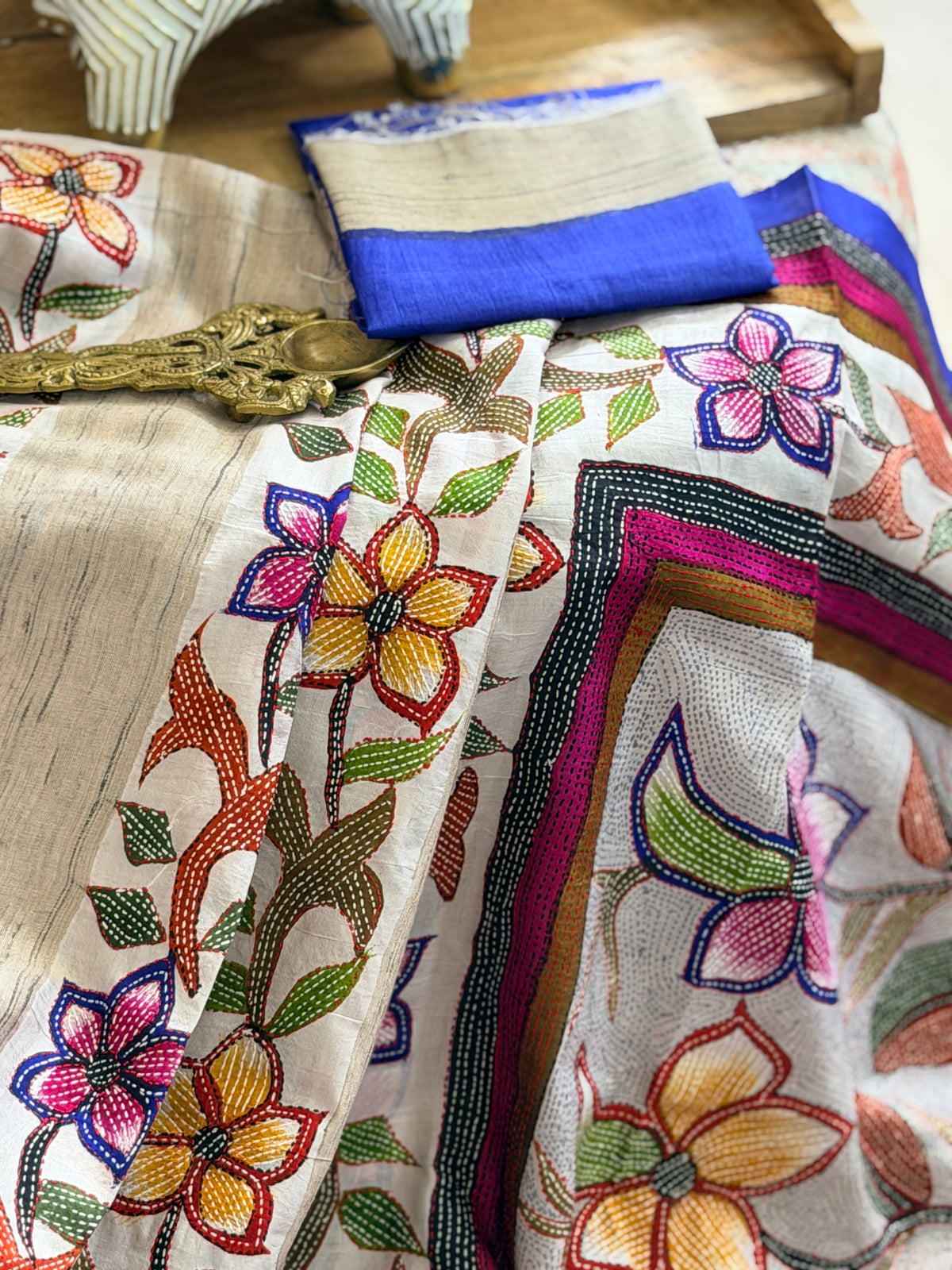 Kantha Stitch Saree