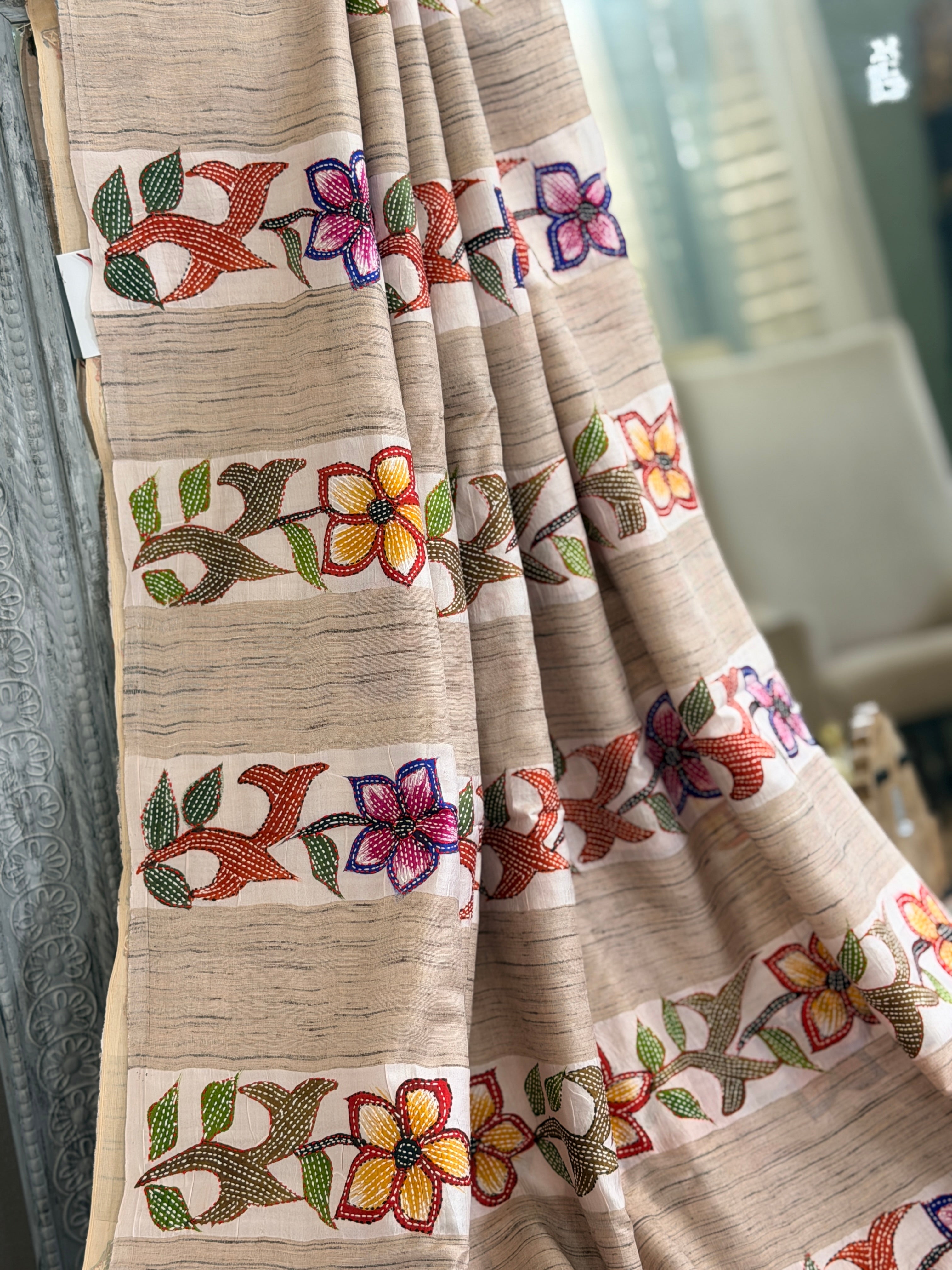 Kantha Stitch Saree