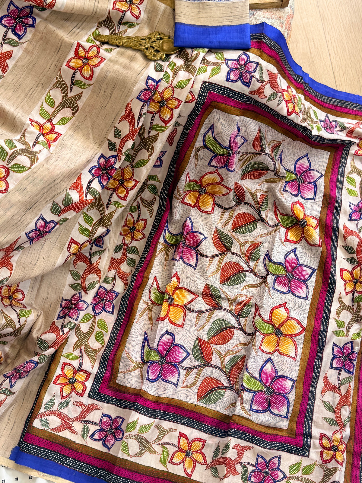 Kantha Stitch Saree