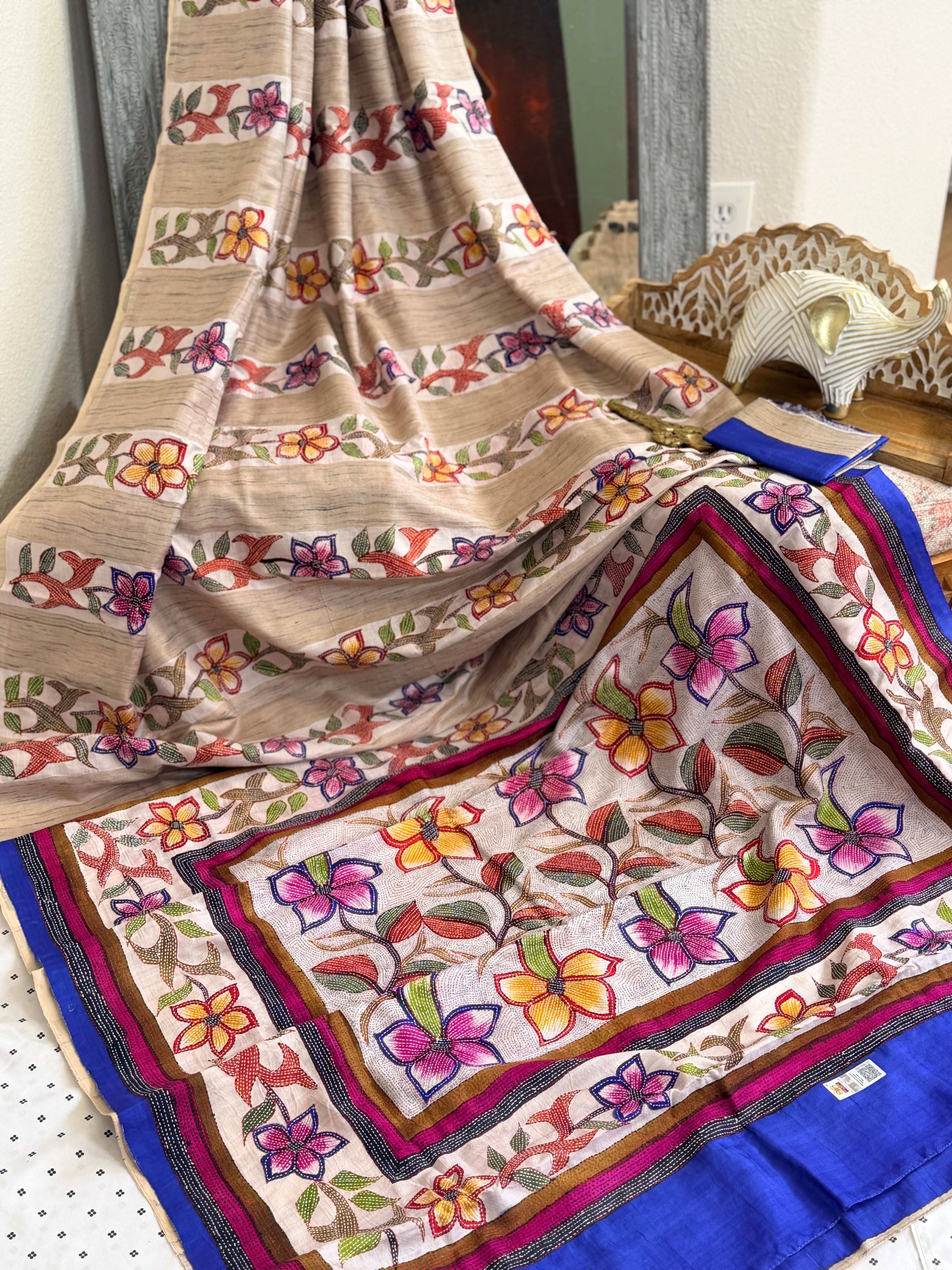 Kantha Stitch Saree