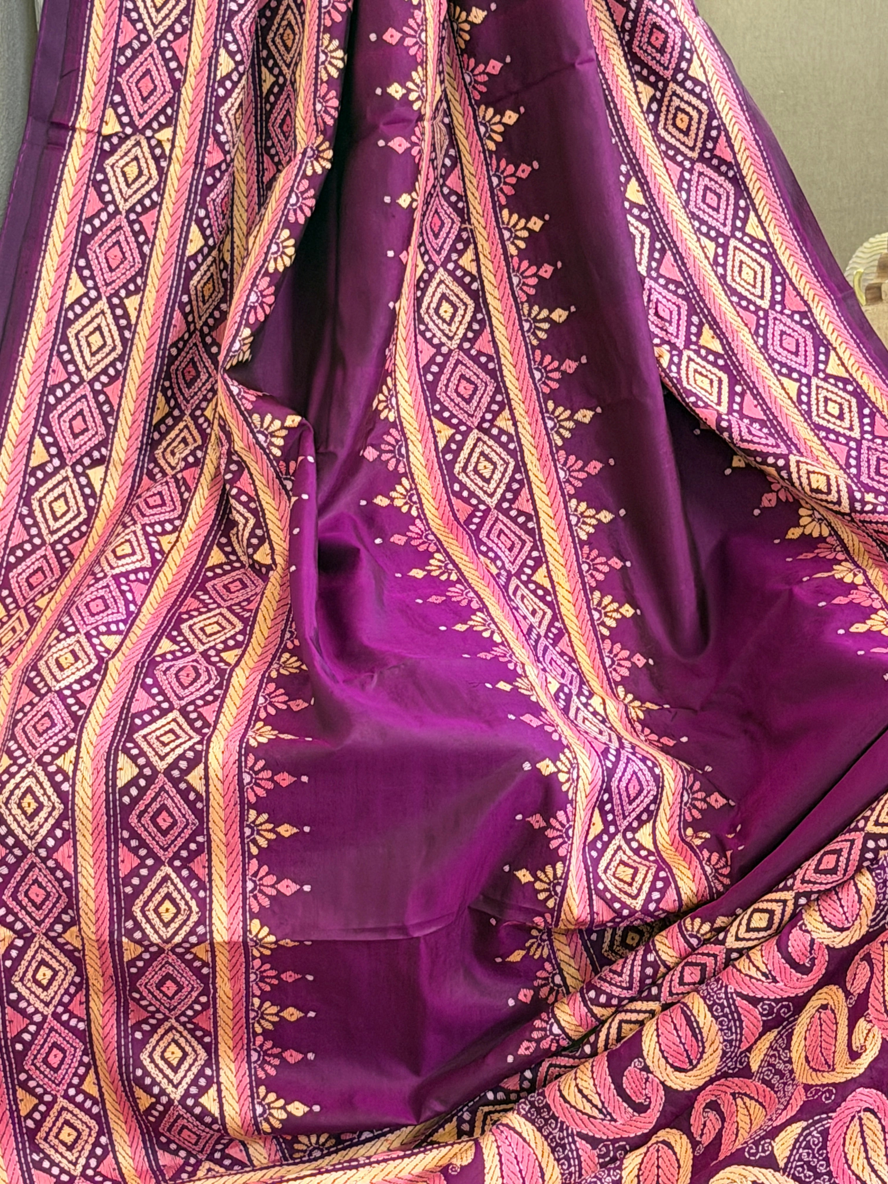 Kantha Stitch Saree