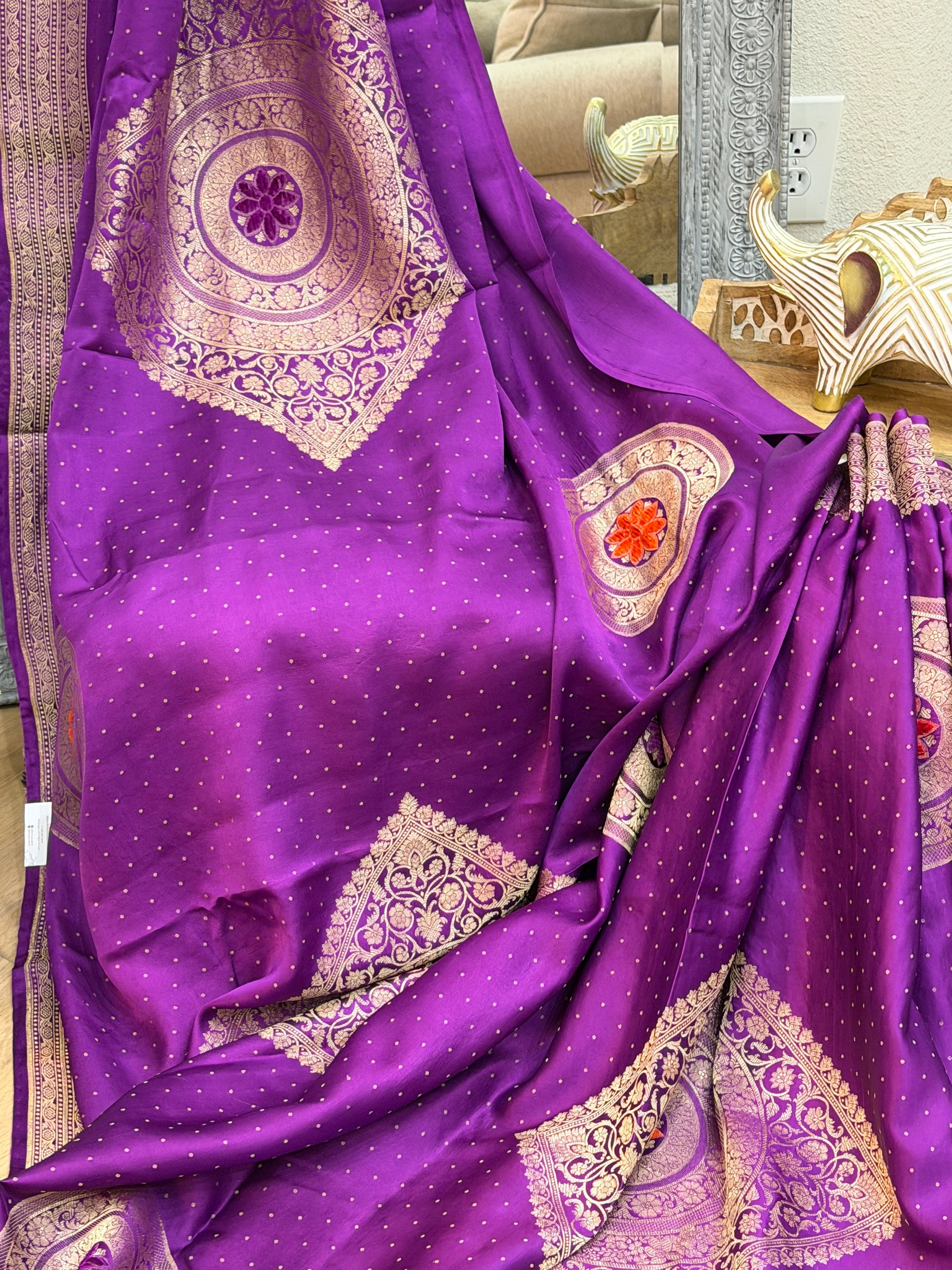 Banarasi Mashru Pure Silk Velvet Weaving Saree