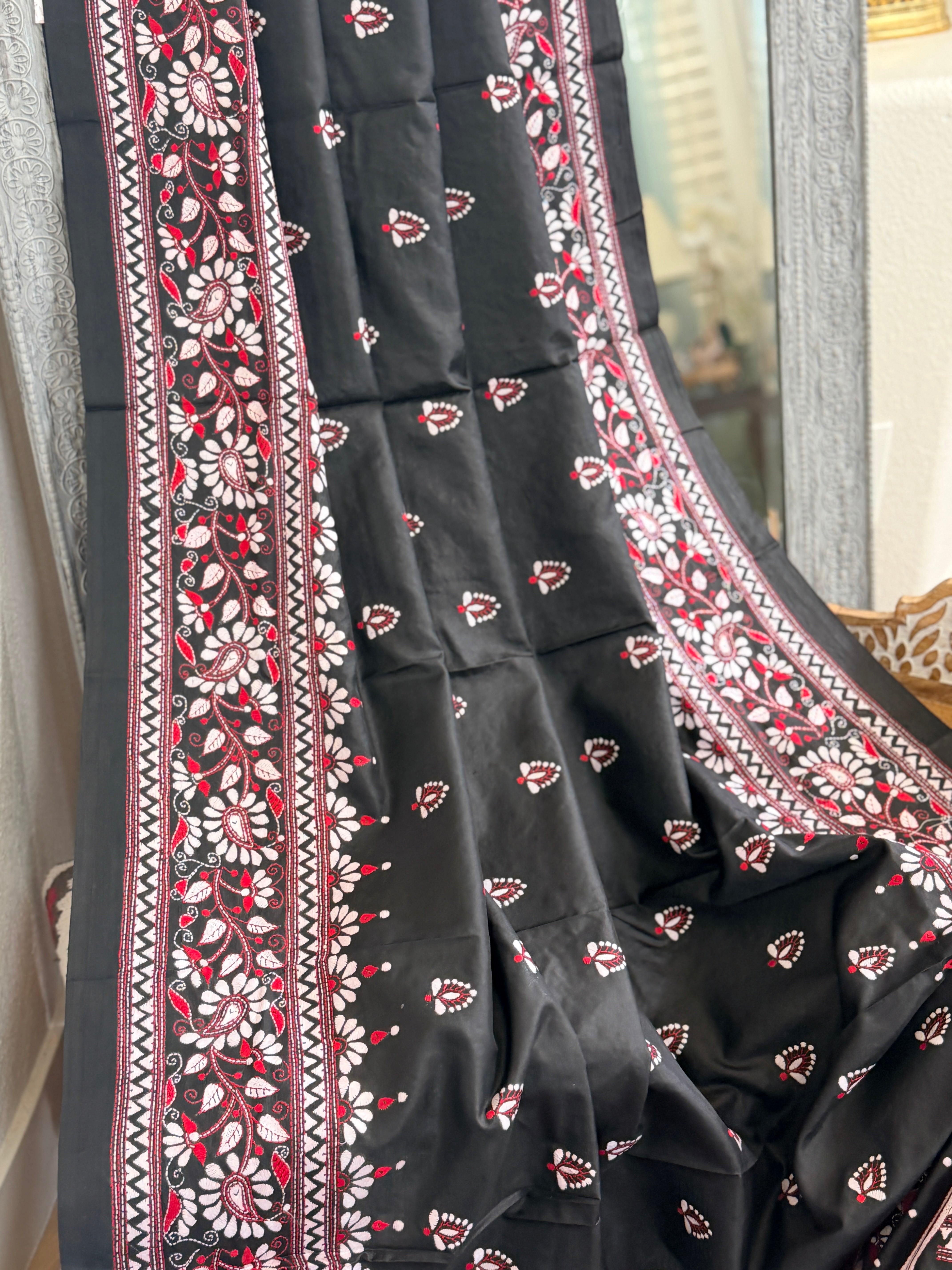 Kantha Stitch Saree