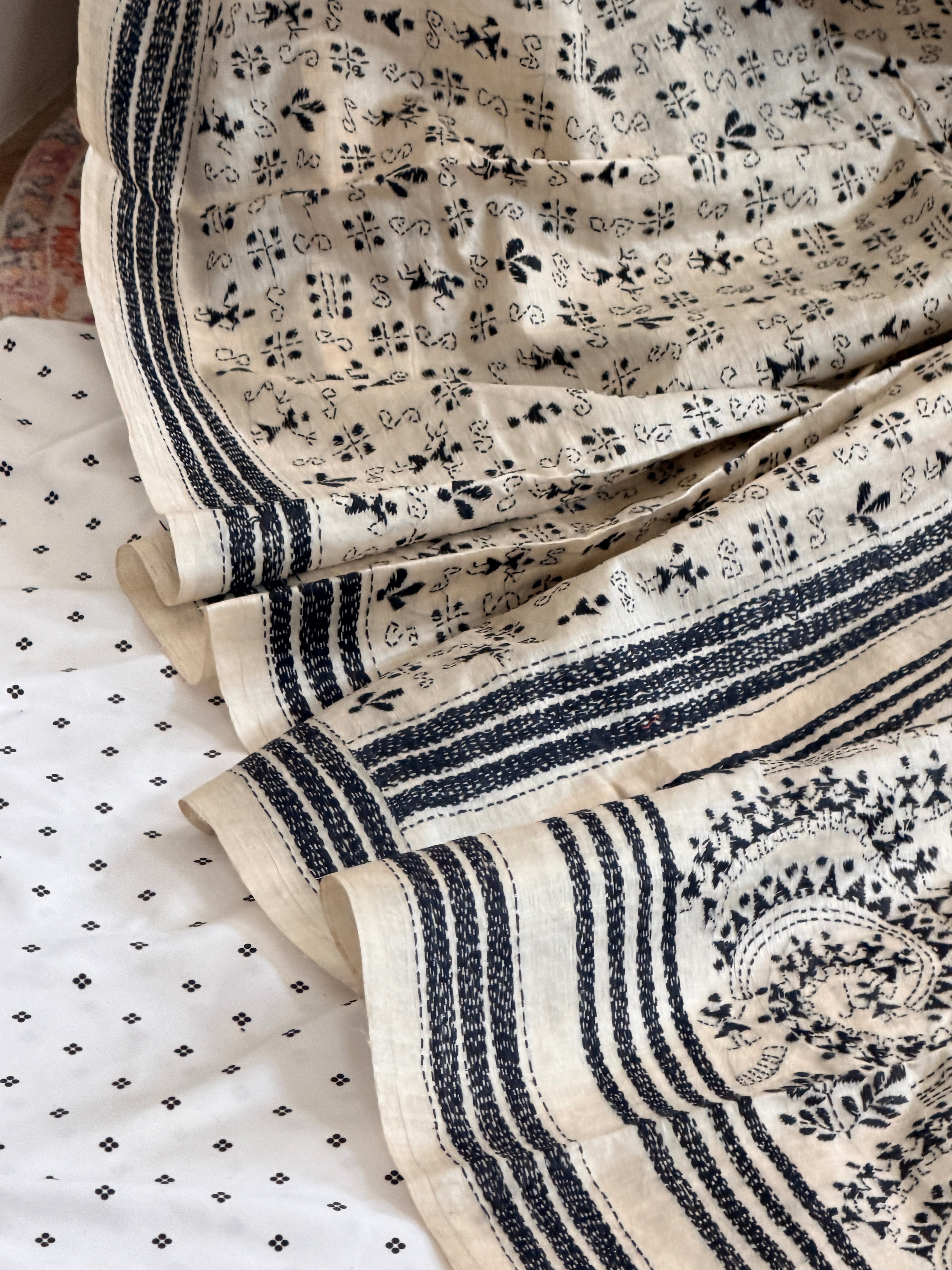Kantha Stitch Saree on tussar silk