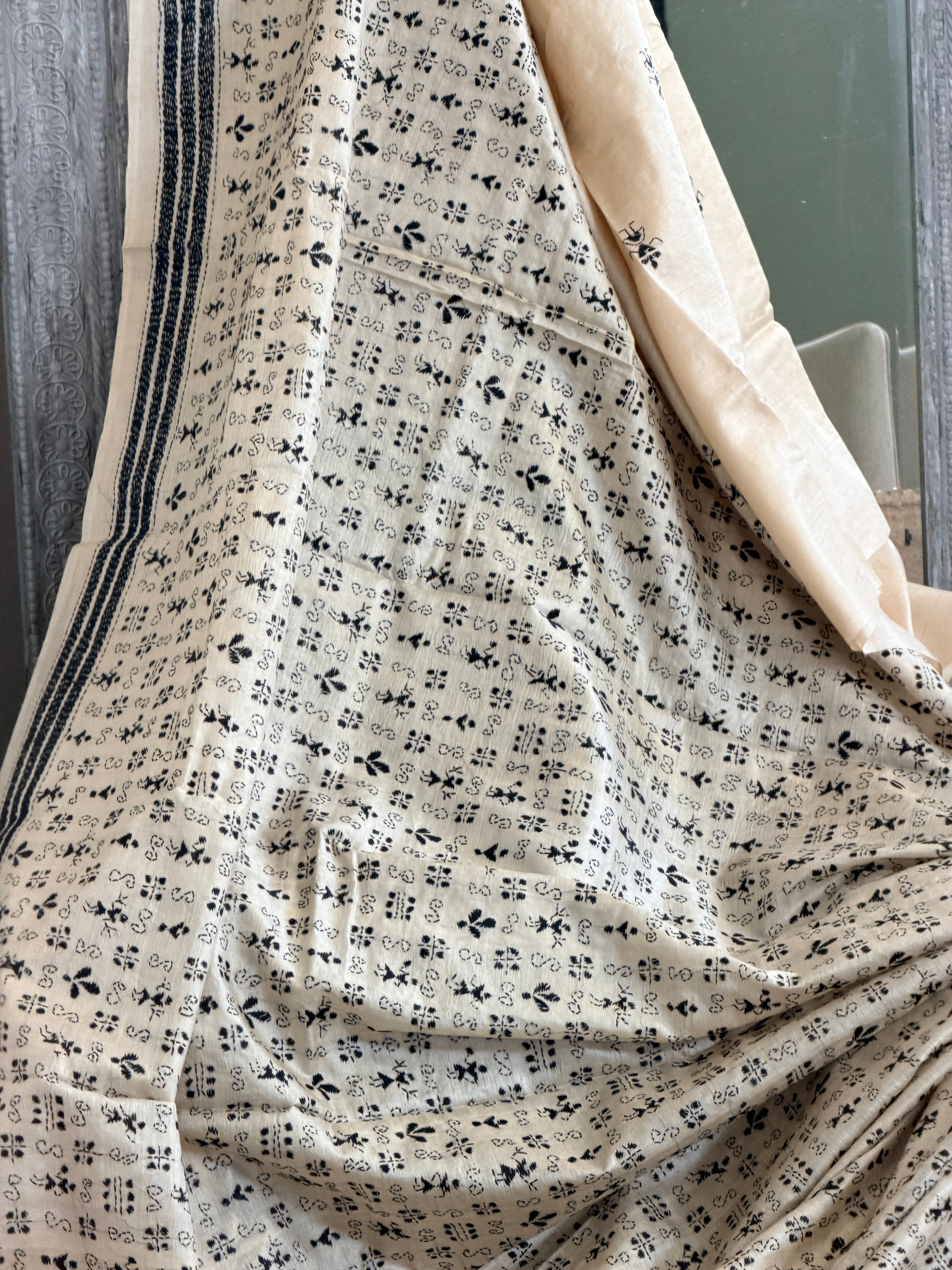 Kantha Stitch Saree on tussar silk