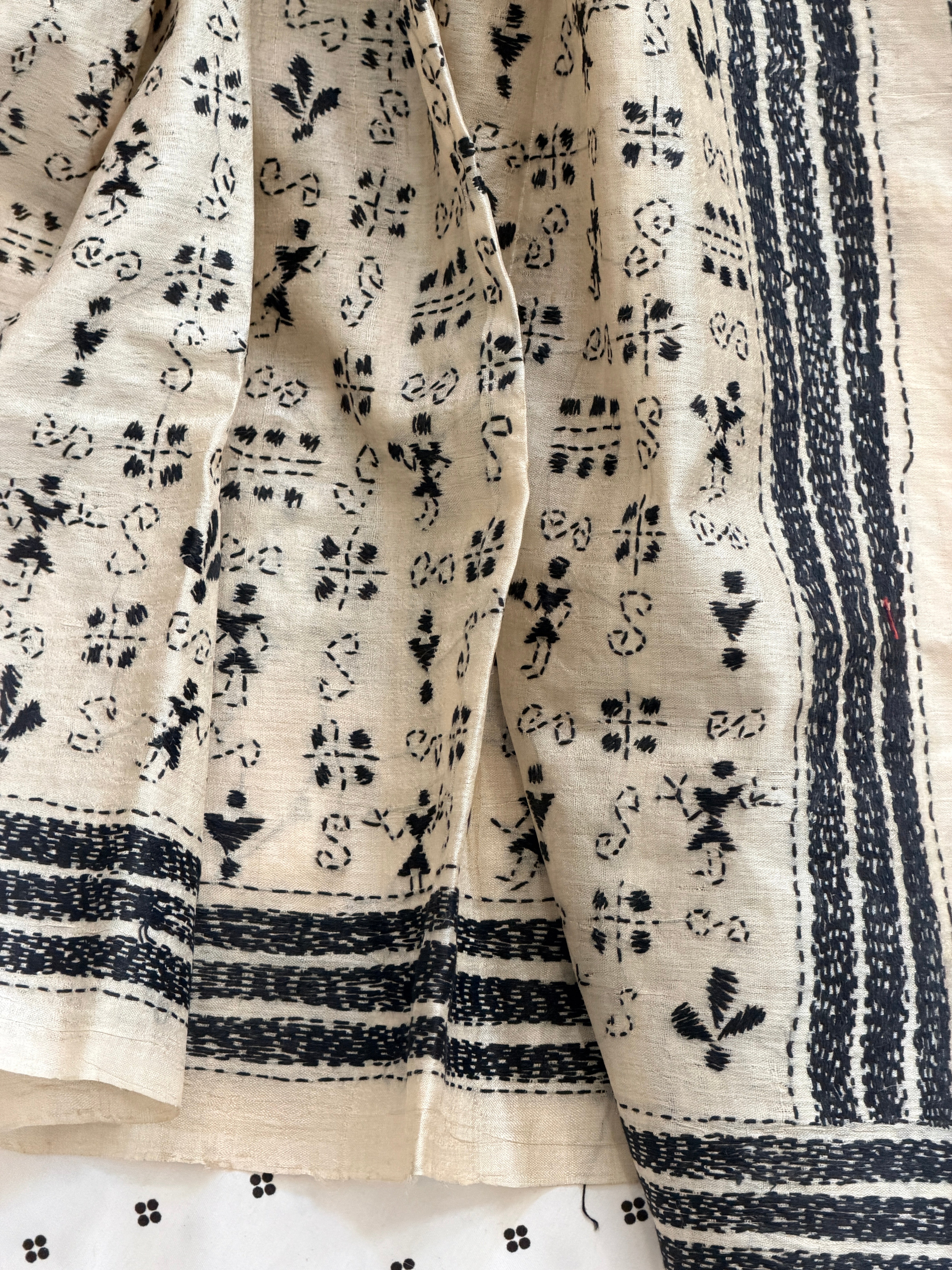 Kantha Stitch Saree on tussar silk