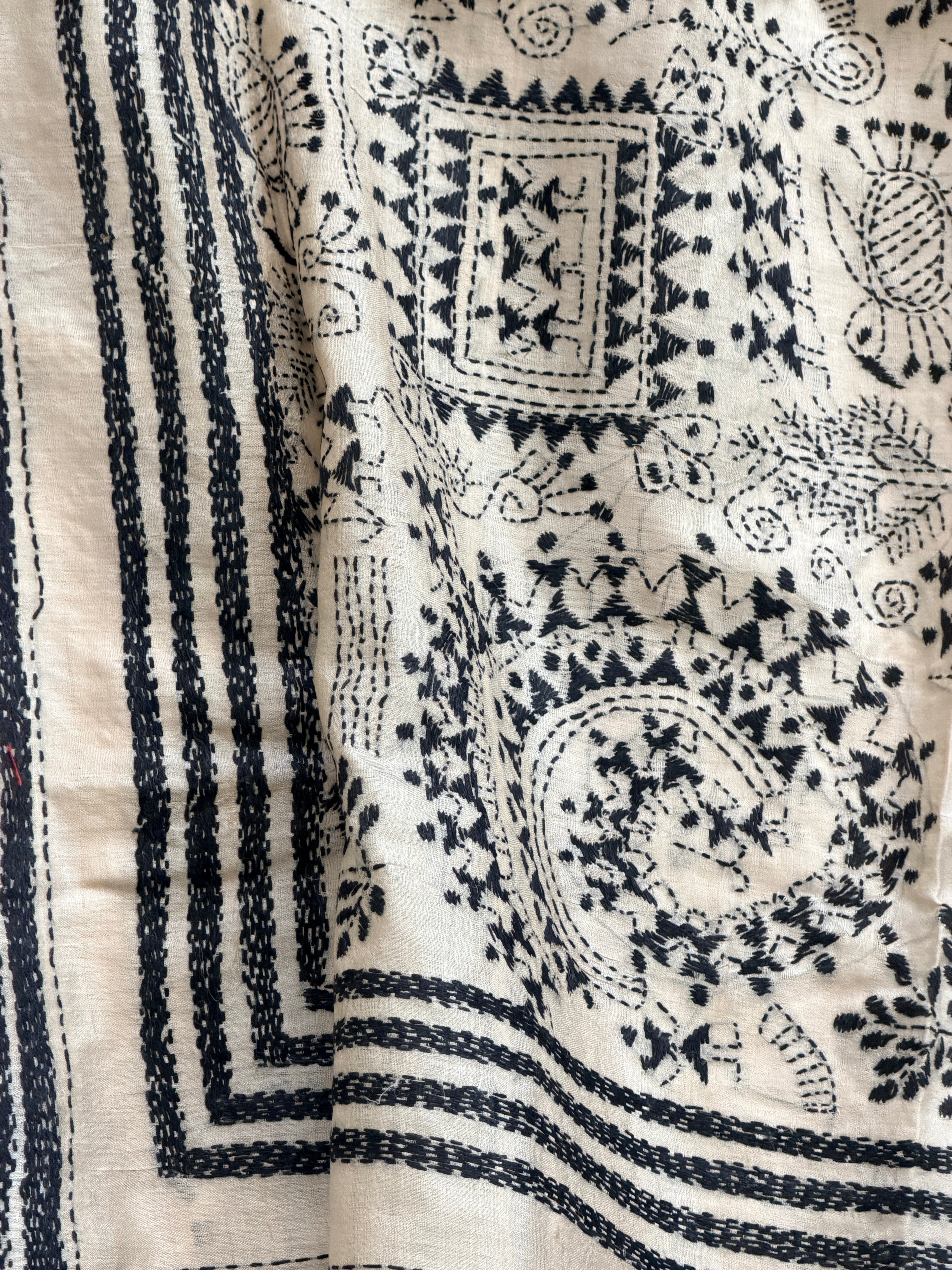 Kantha Stitch Saree on tussar silk