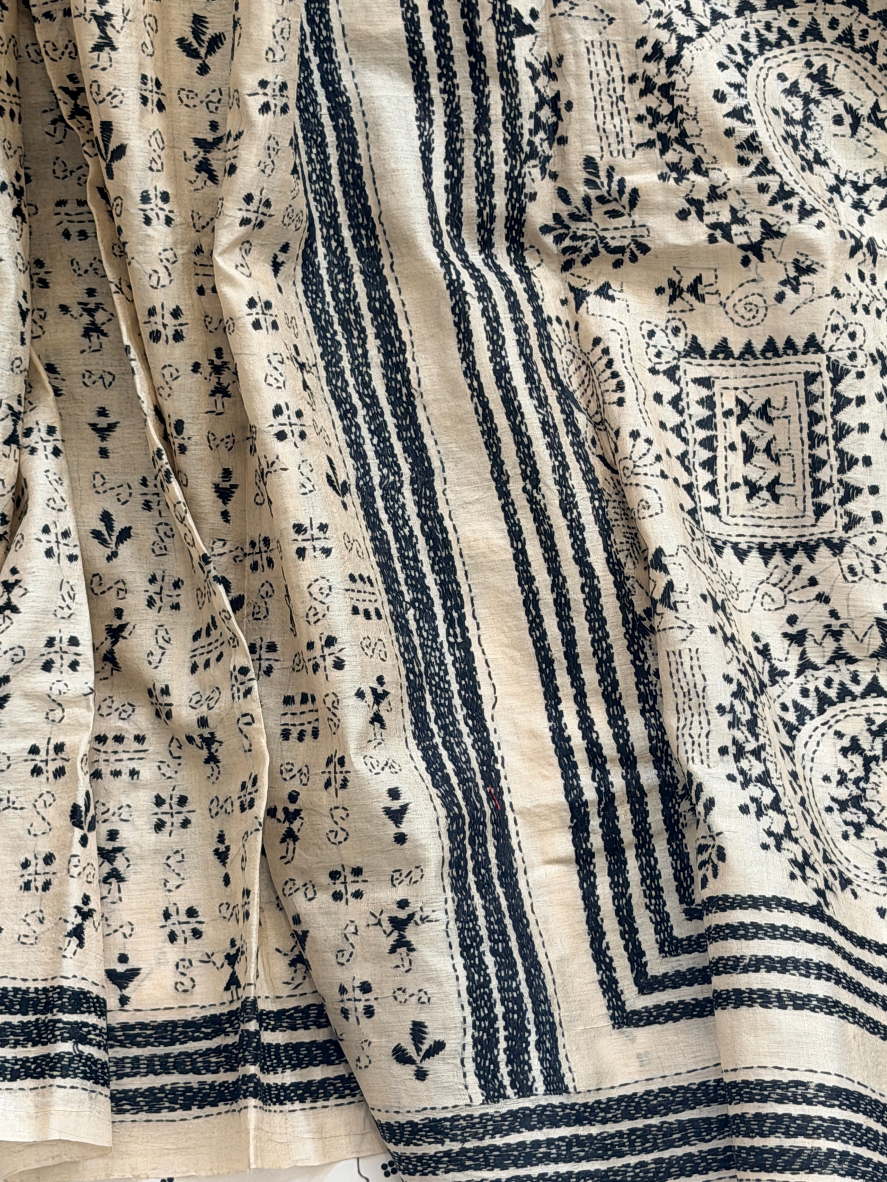Kantha Stitch Saree on tussar silk