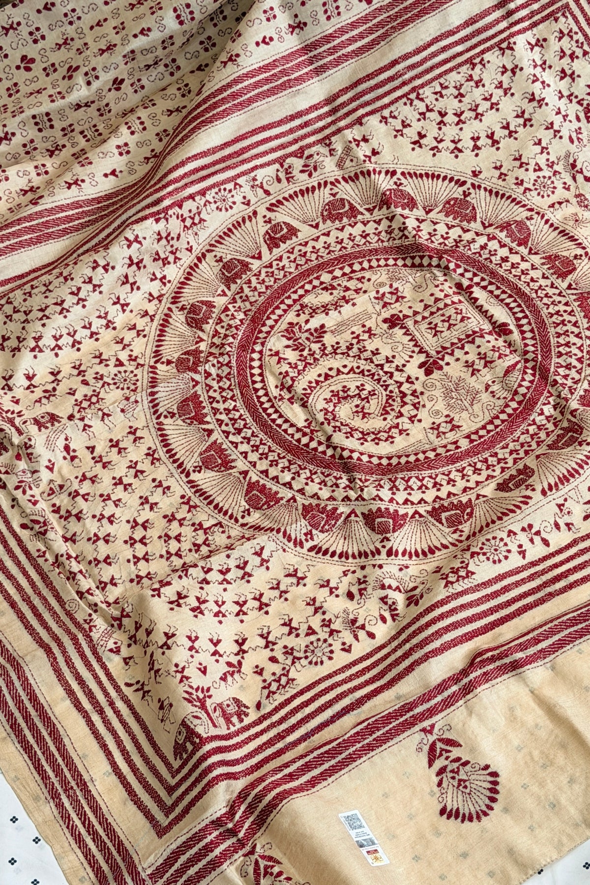 Kantha Stitch Saree on tussar silk