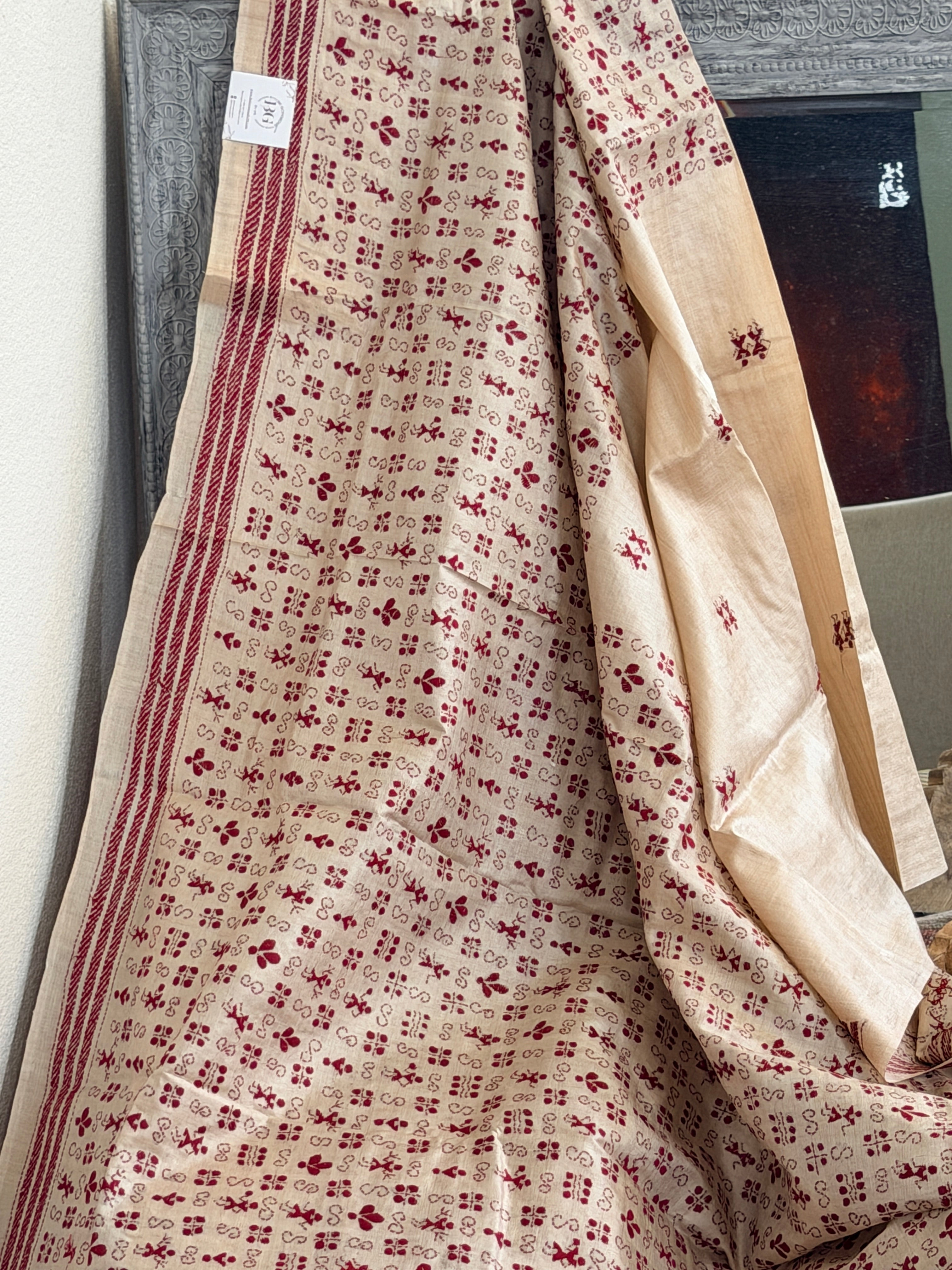 Kantha Stitch Saree on tussar silk