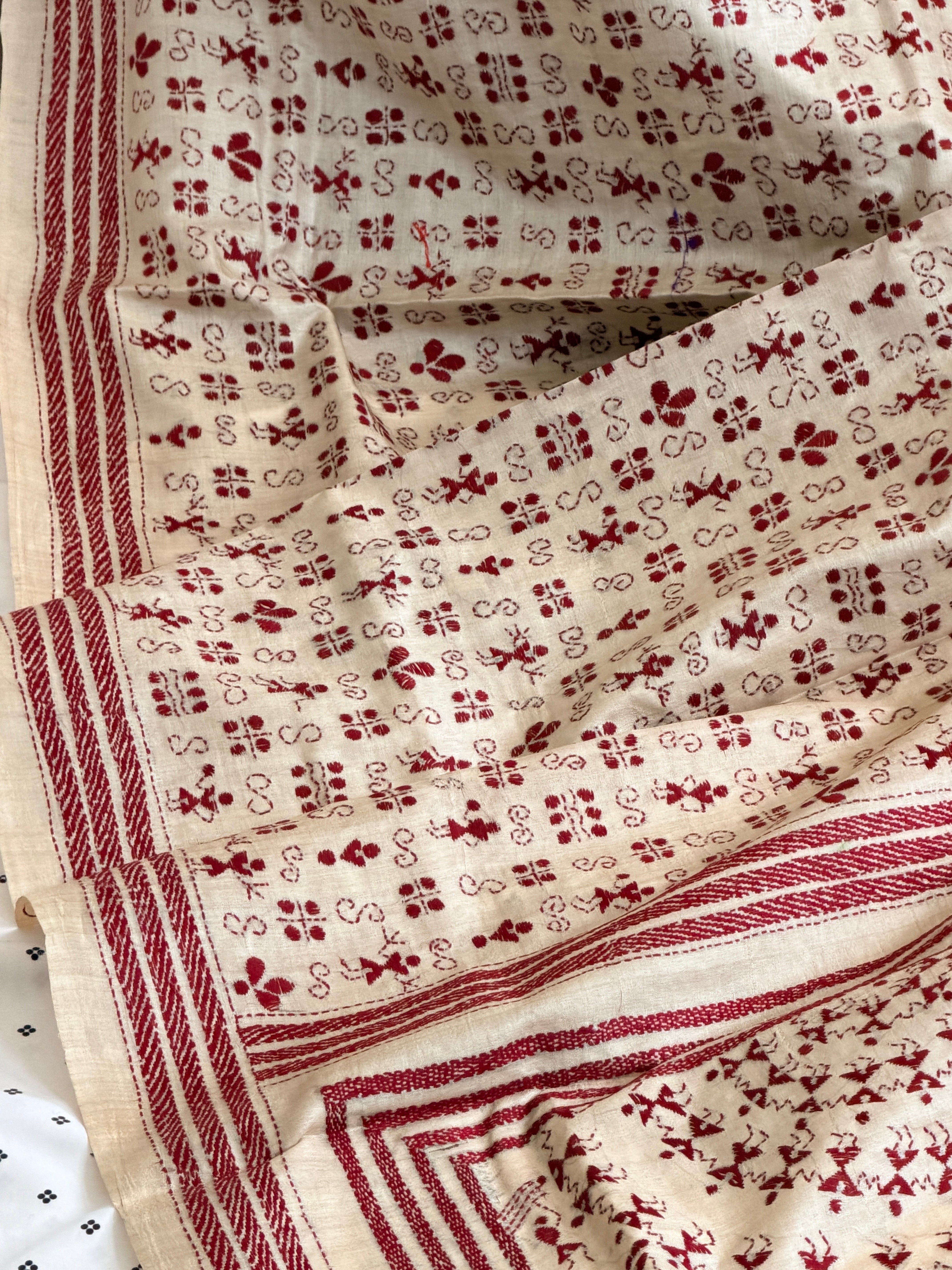 Kantha Stitch Saree on tussar silk