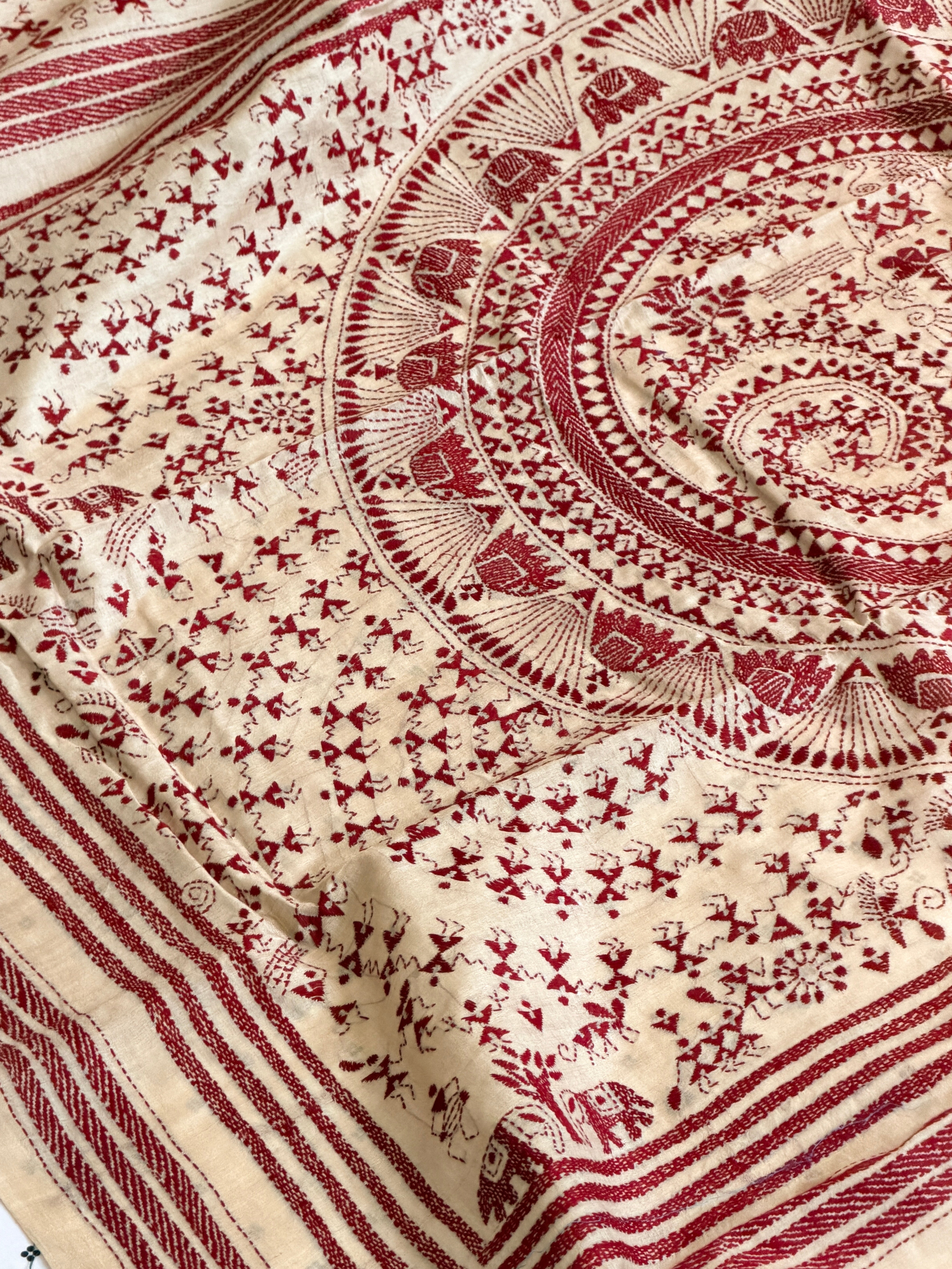 Kantha Stitch Saree on tussar silk
