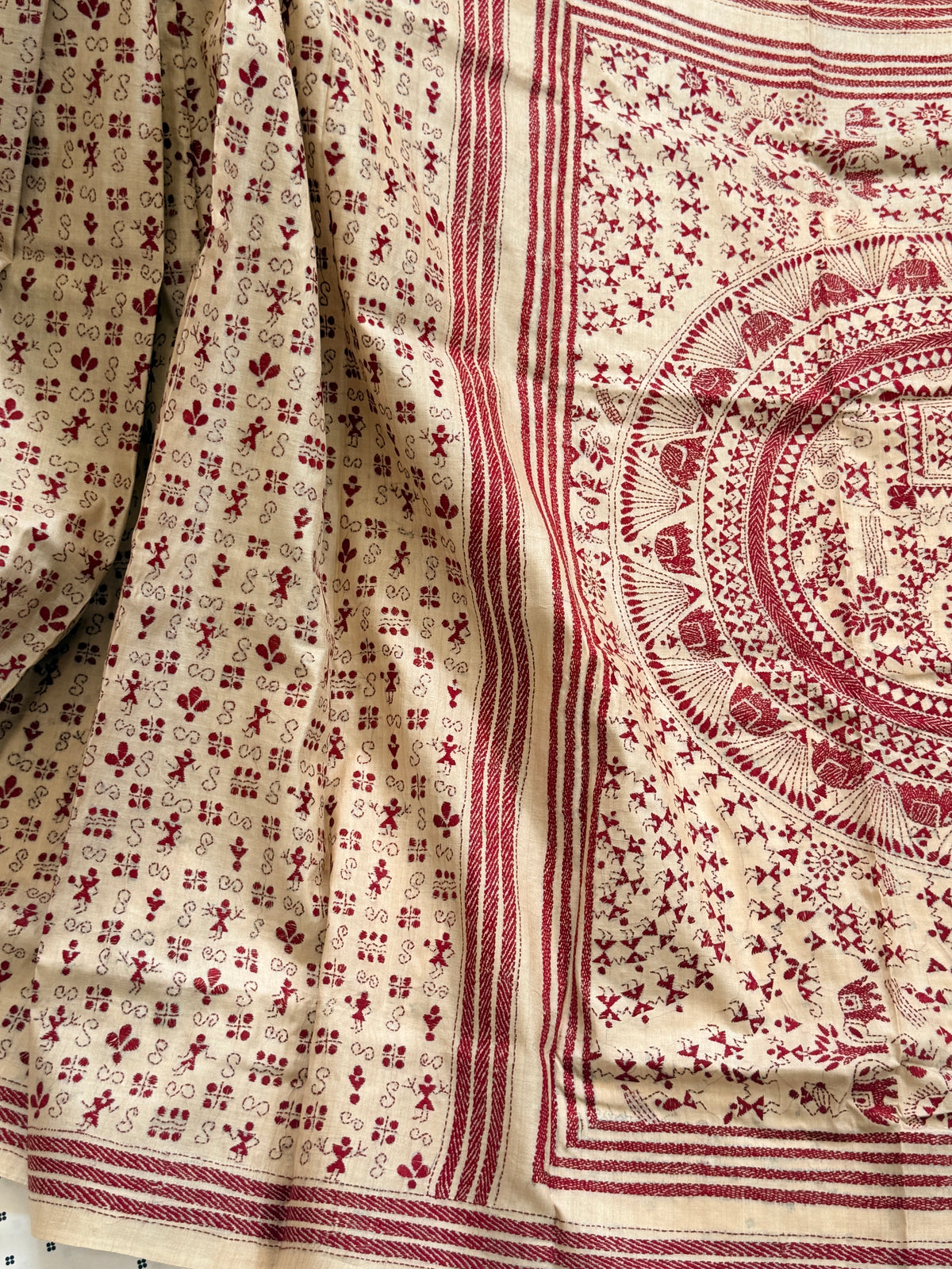 Kantha Stitch Saree on tussar silk
