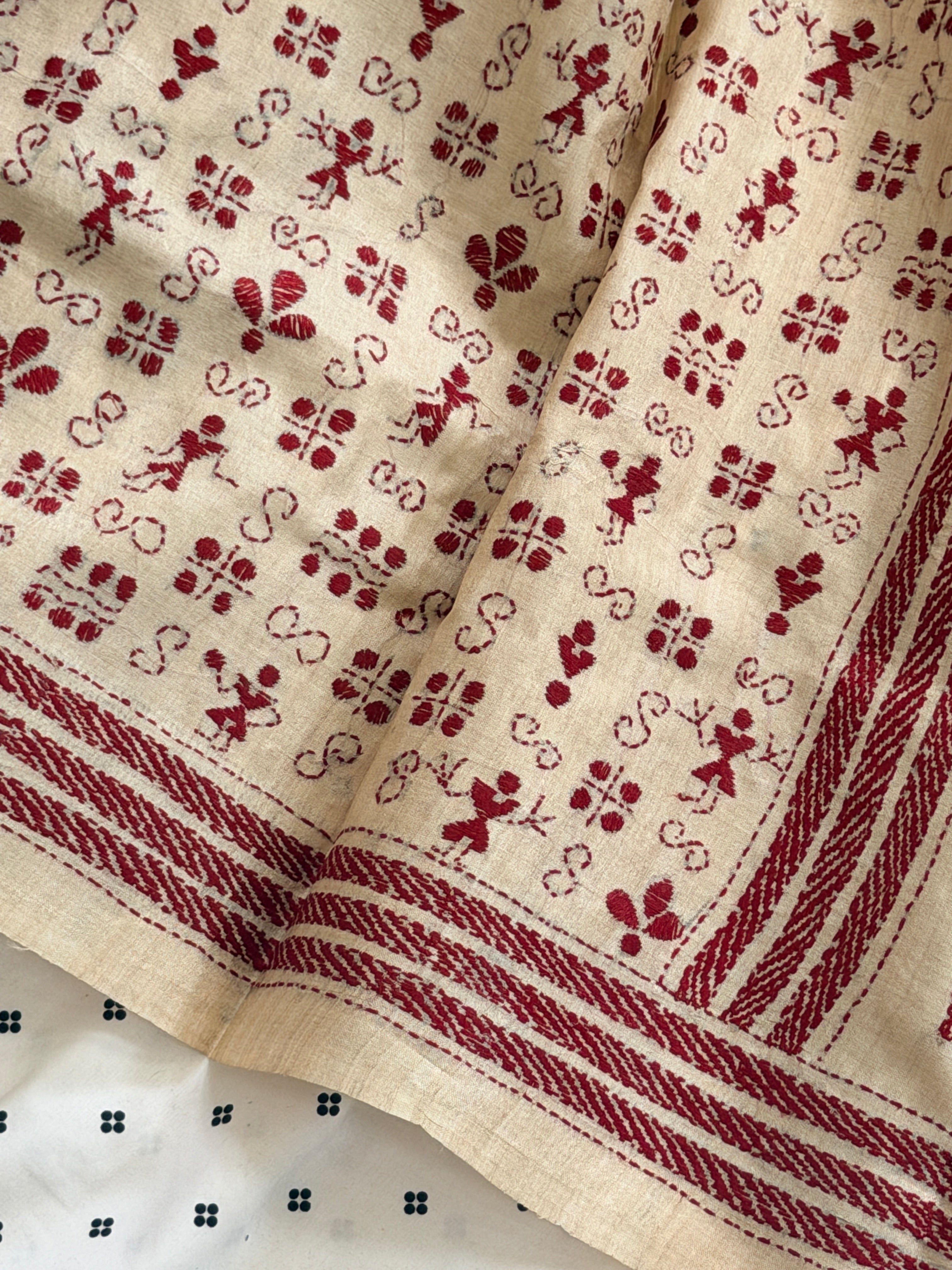 Kantha Stitch Saree on tussar silk