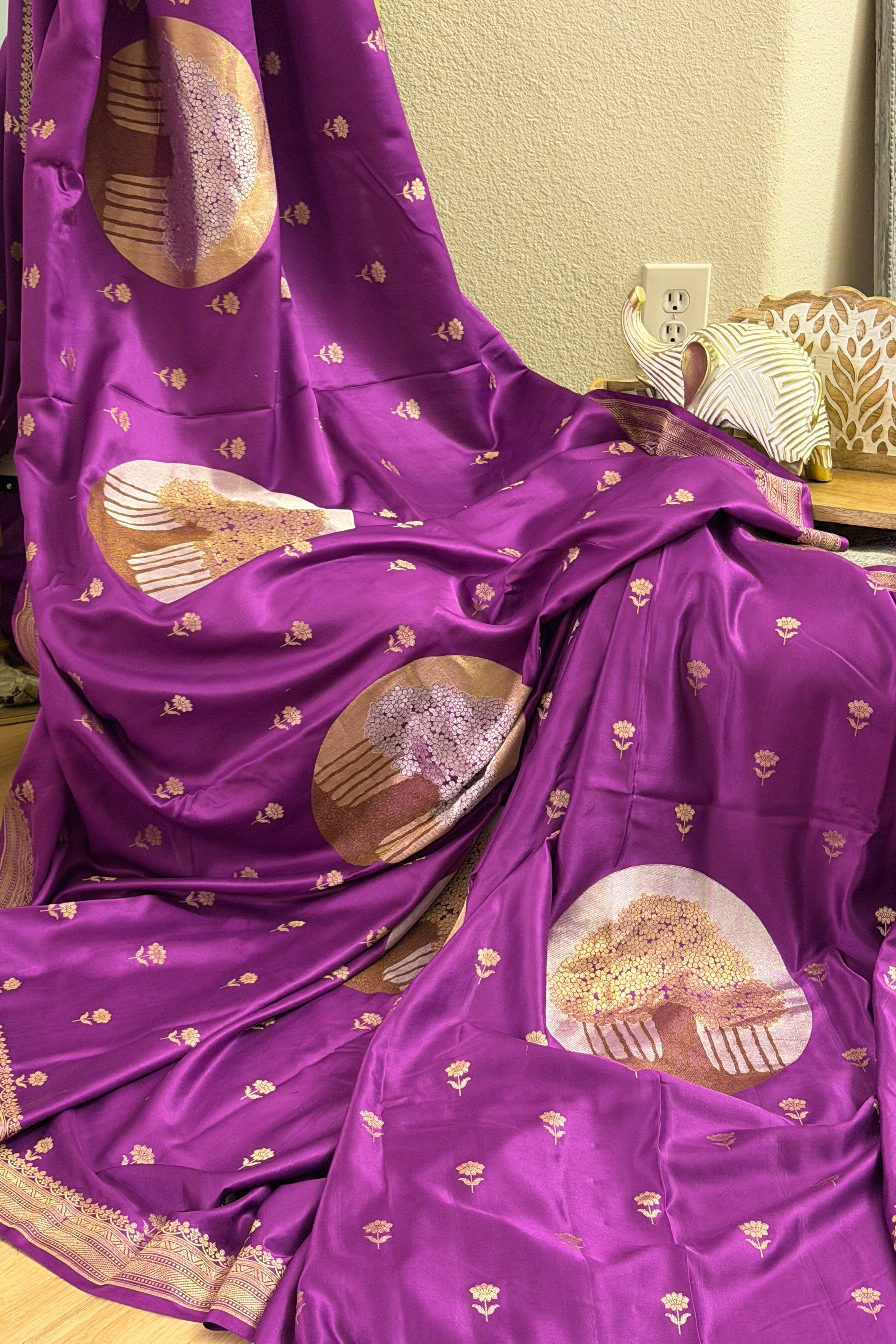 Banarasi Mashru Pure Silk Sona Roopa Saree