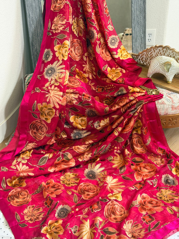 Chiffon Floral Printed Saree