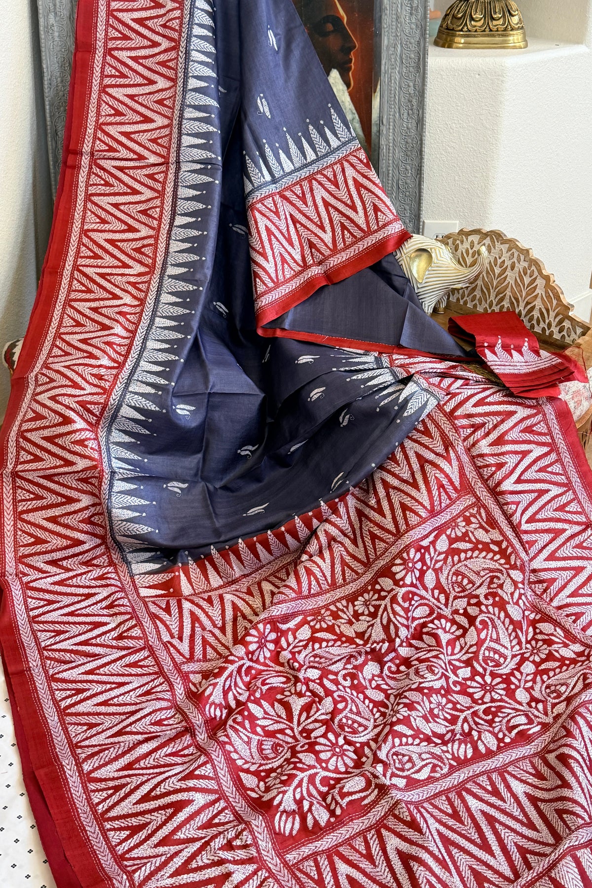 Kantha Stitch Saree