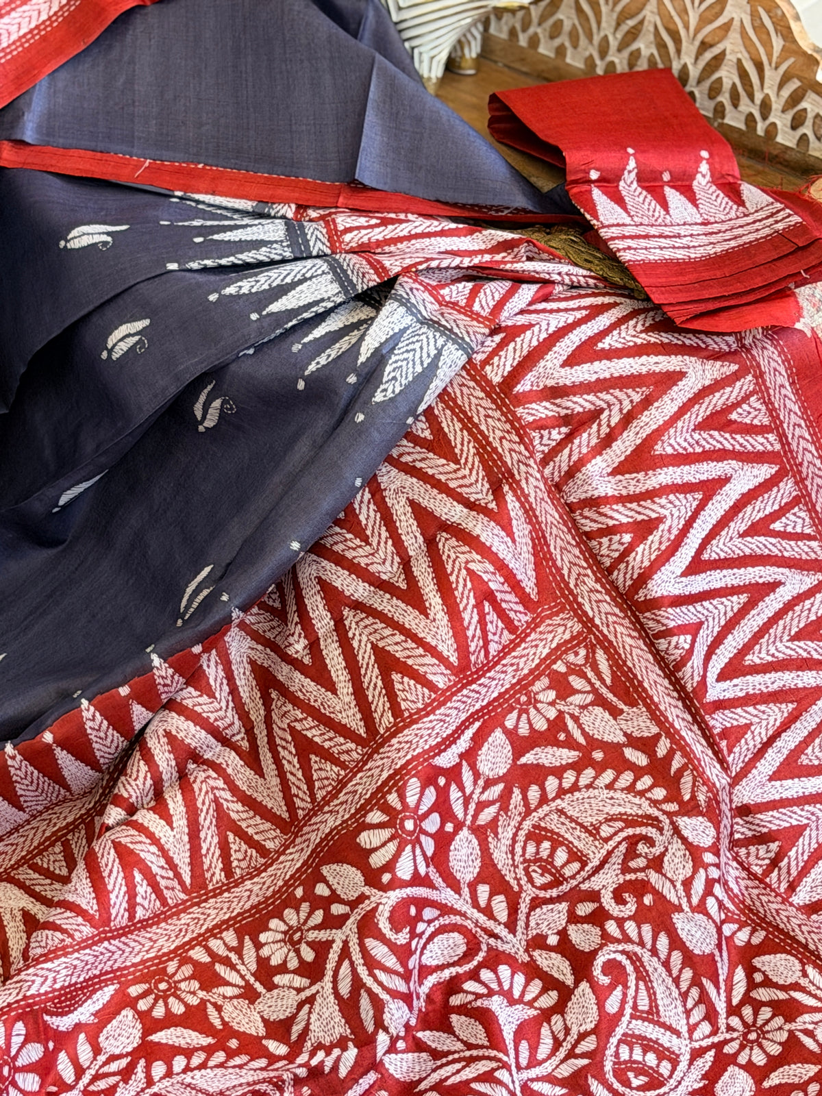 Kantha Stitch Saree