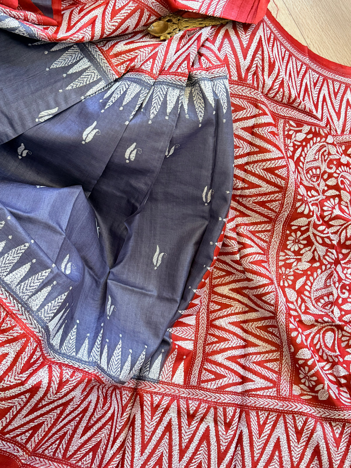 Kantha Stitch Saree