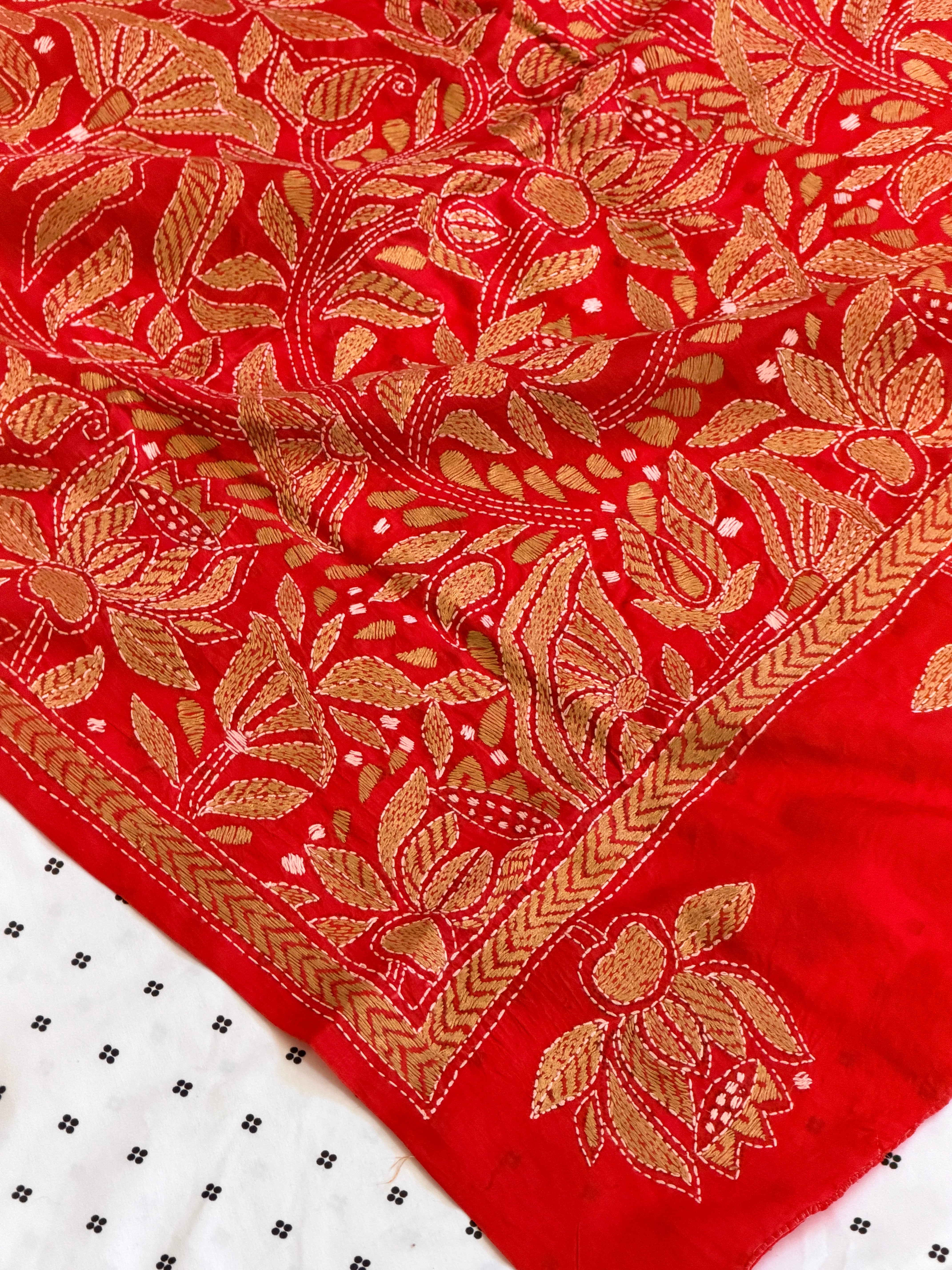 Kantha Stitch Saree