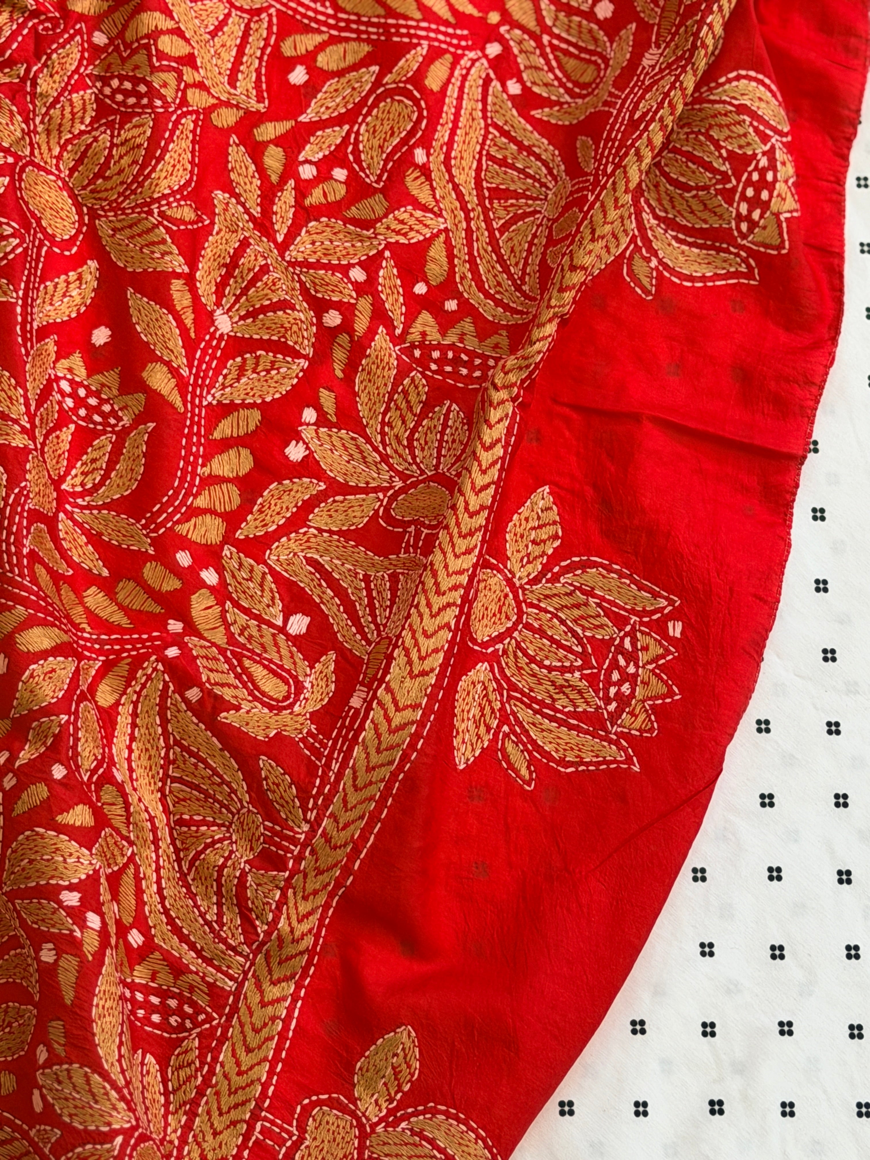 Kantha Stitch Saree