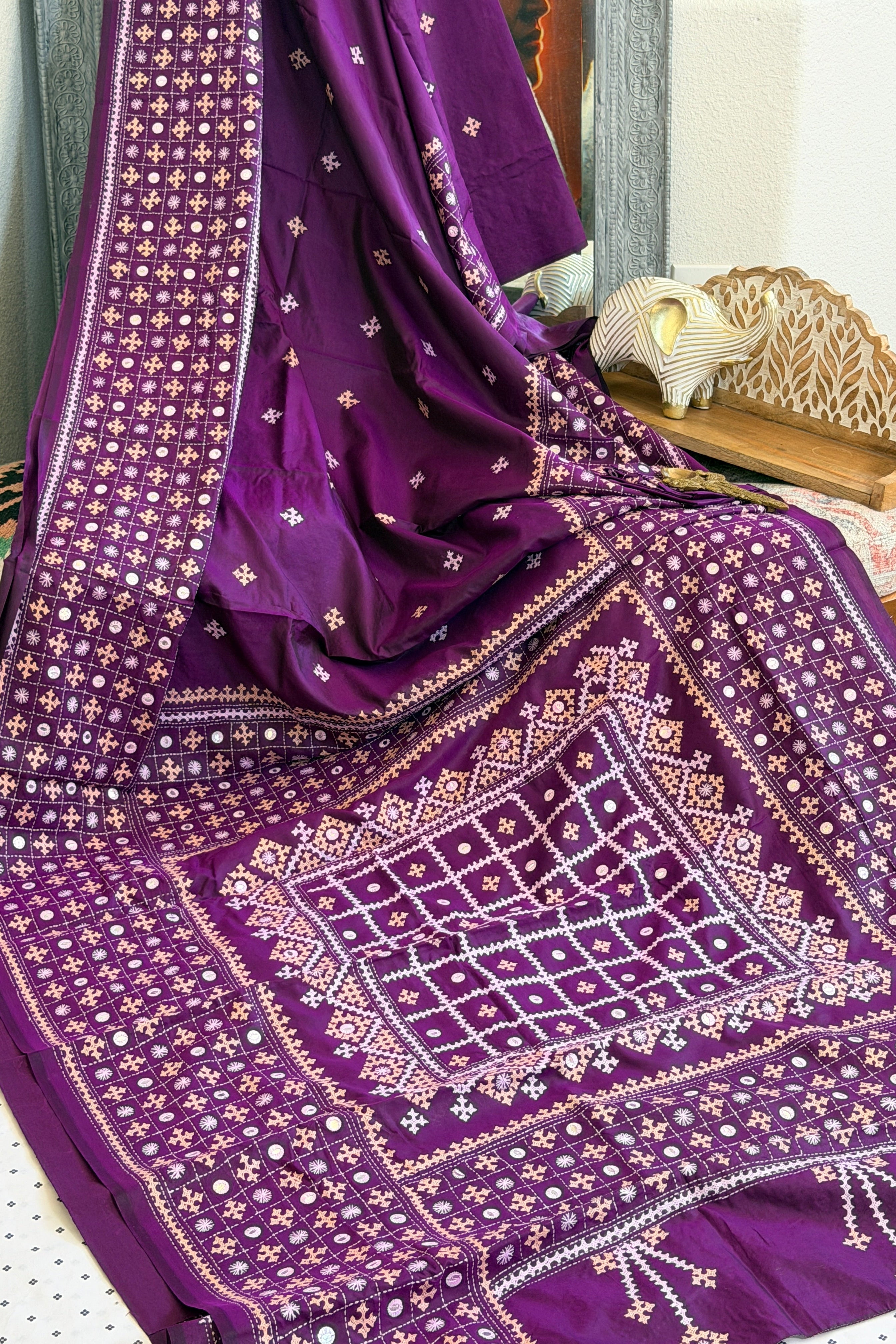 Kantha Stitch Saree