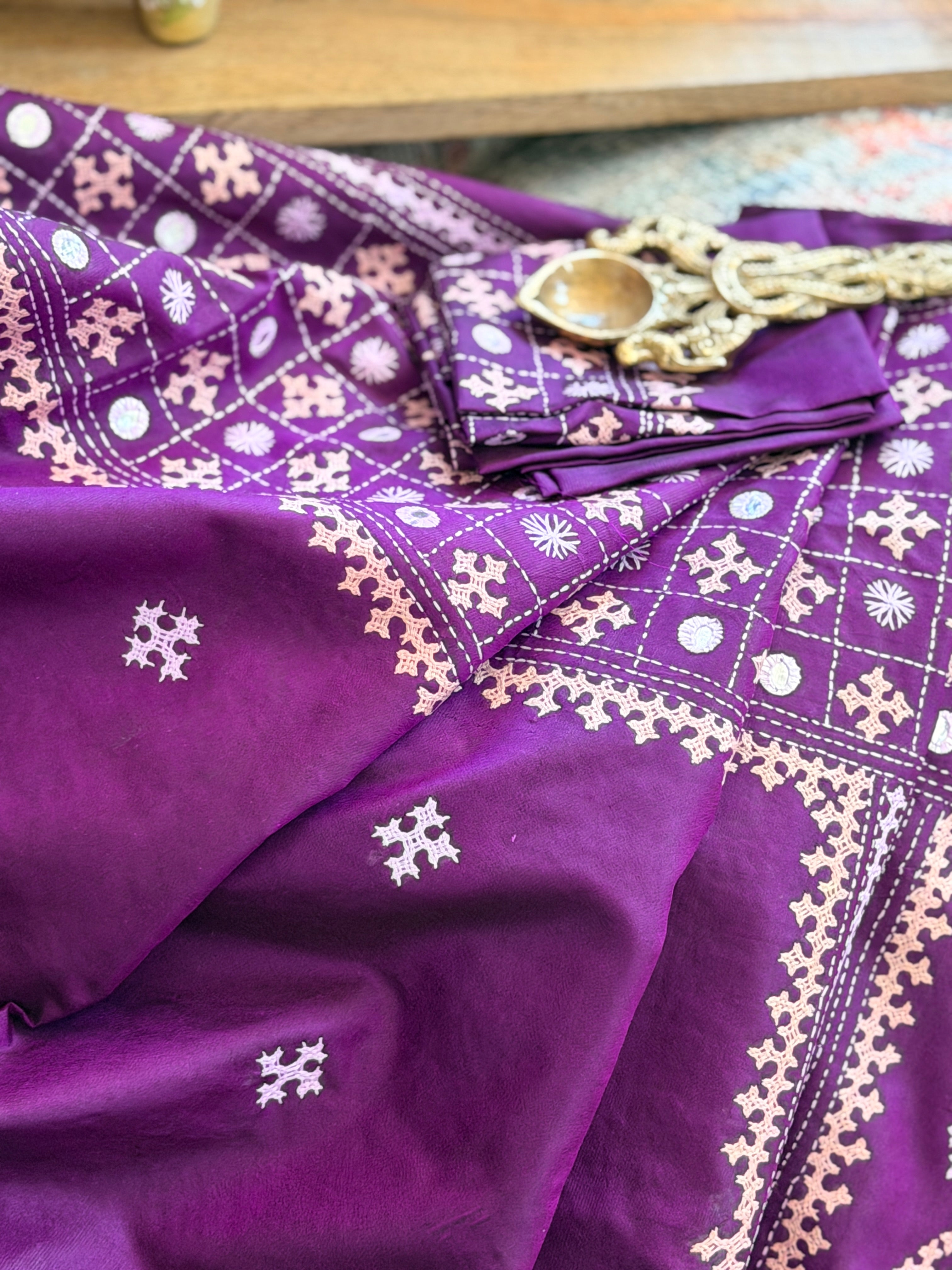 Kantha Stitch Saree