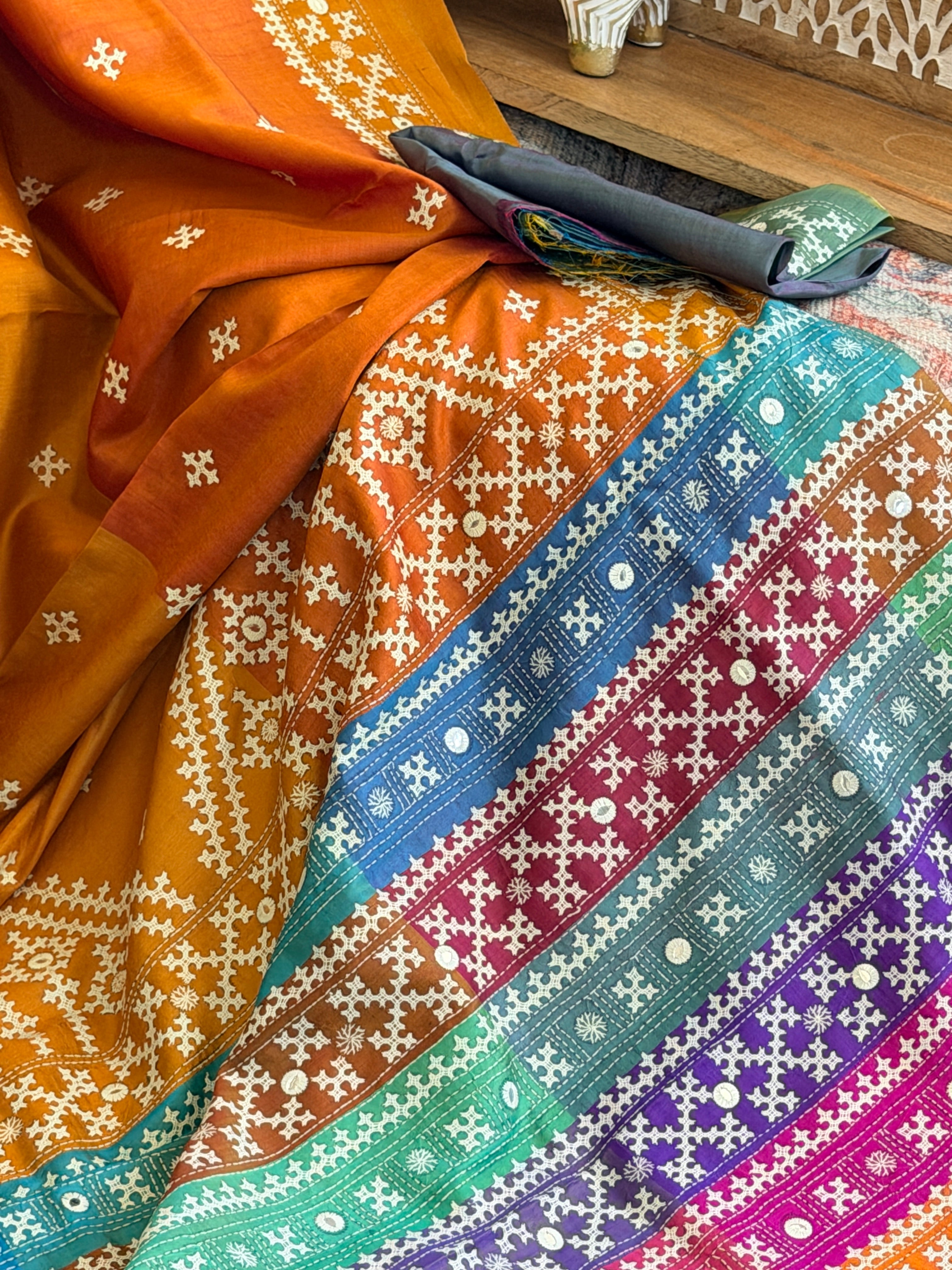Kantha Stitch Saree