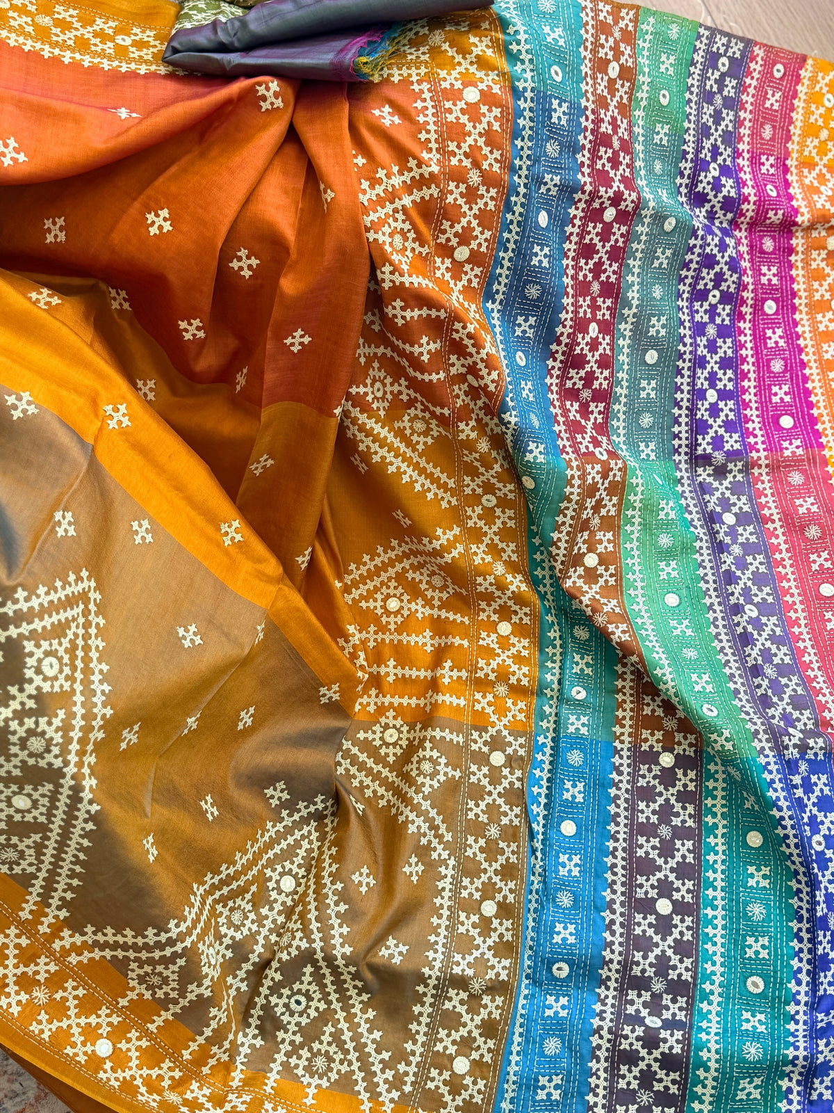 Kantha Stitch Saree