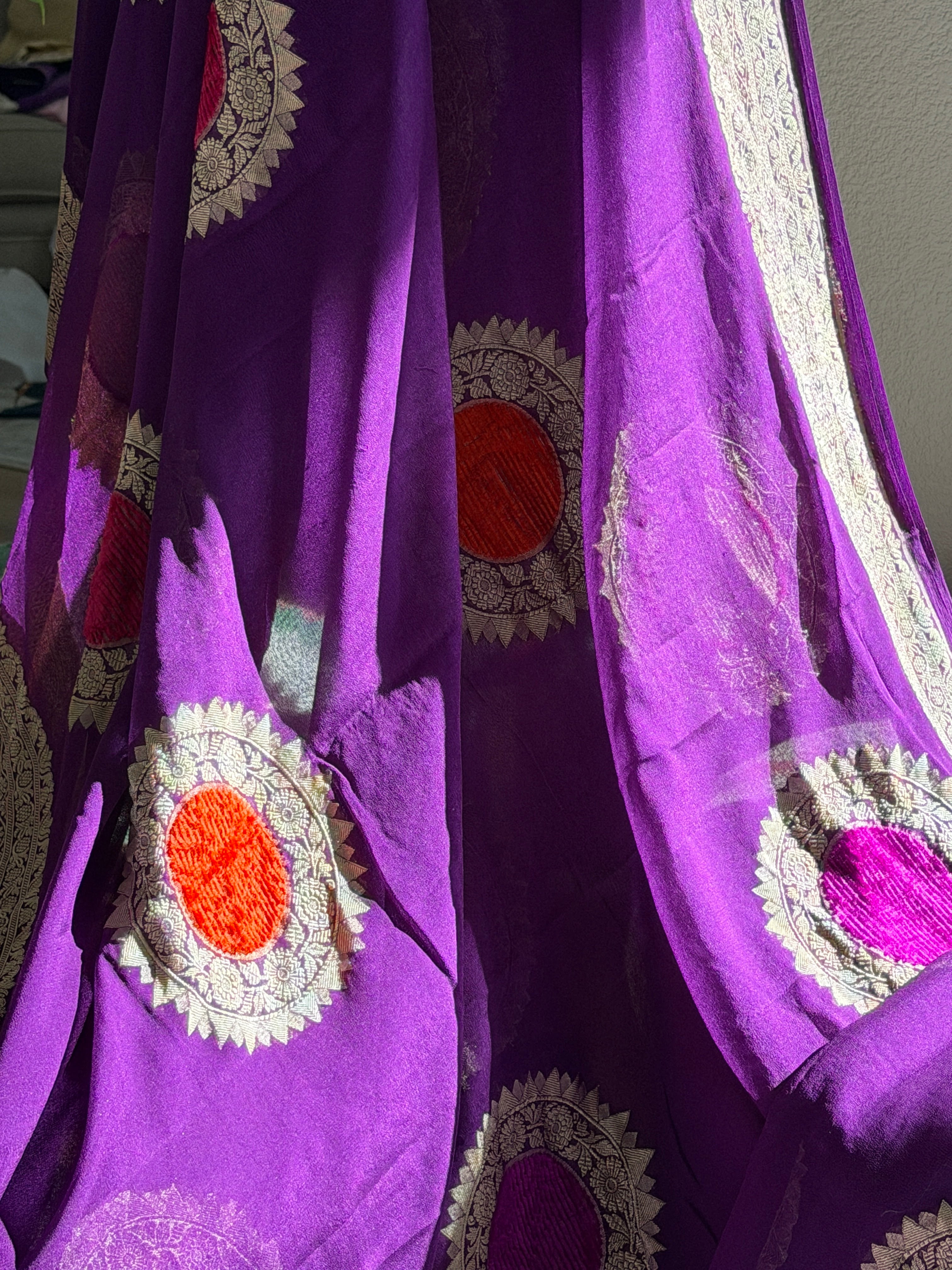 Banarasi Khaddi georgette Velvet weaving saree