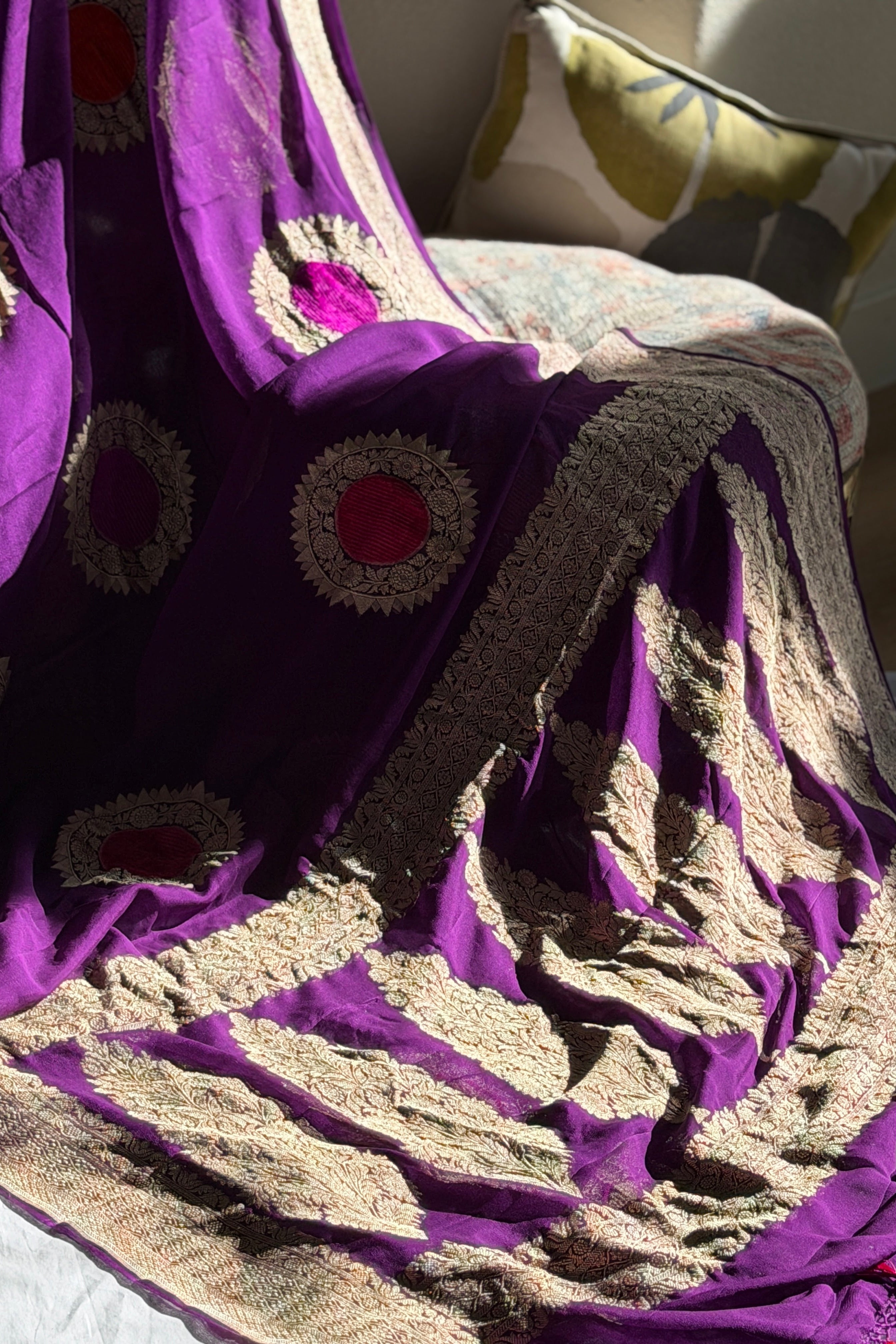 Banarasi Khaddi georgette Velvet weaving saree