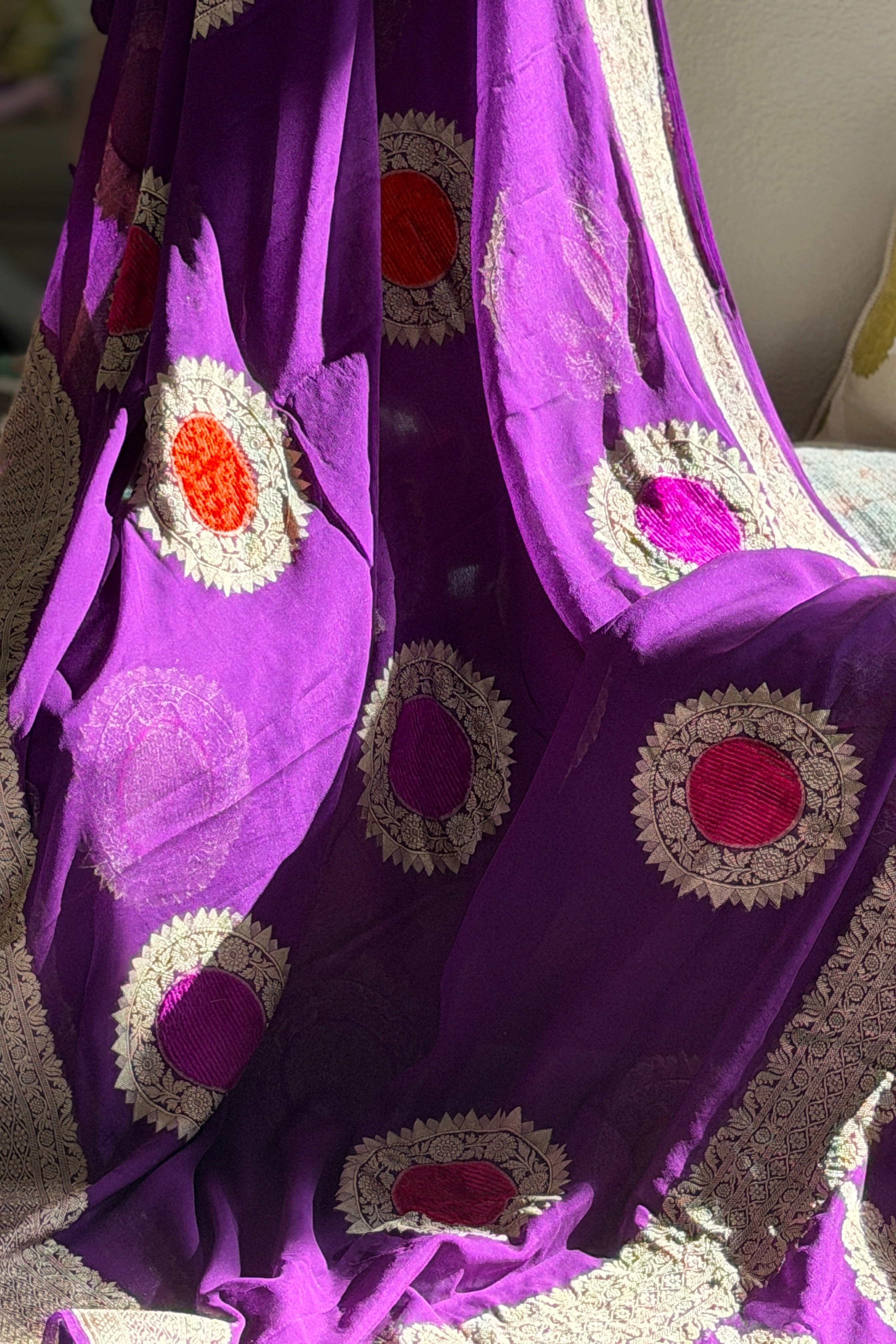 Banarasi Khaddi georgette Velvet weaving saree