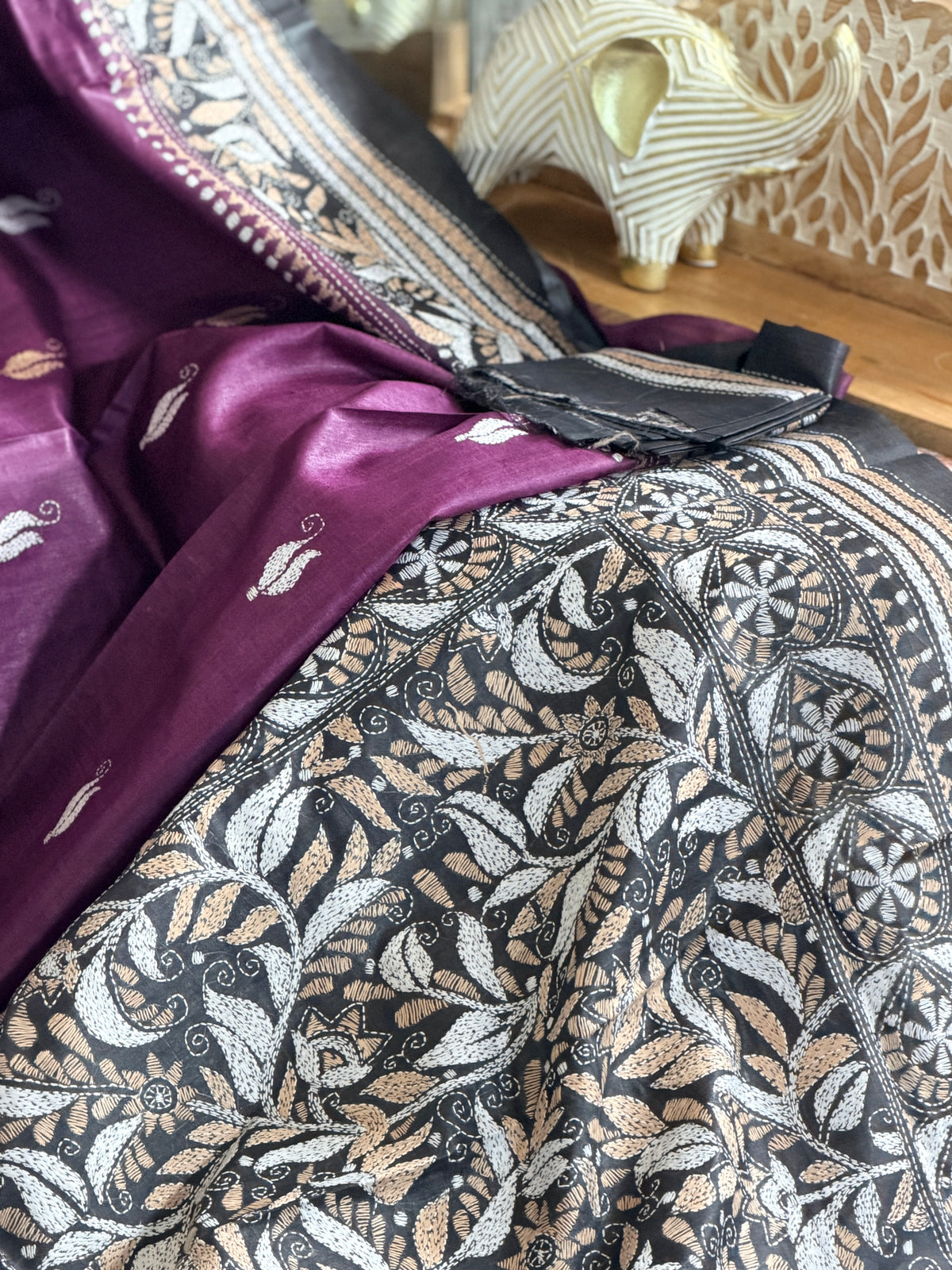 Kantha Stitch Saree