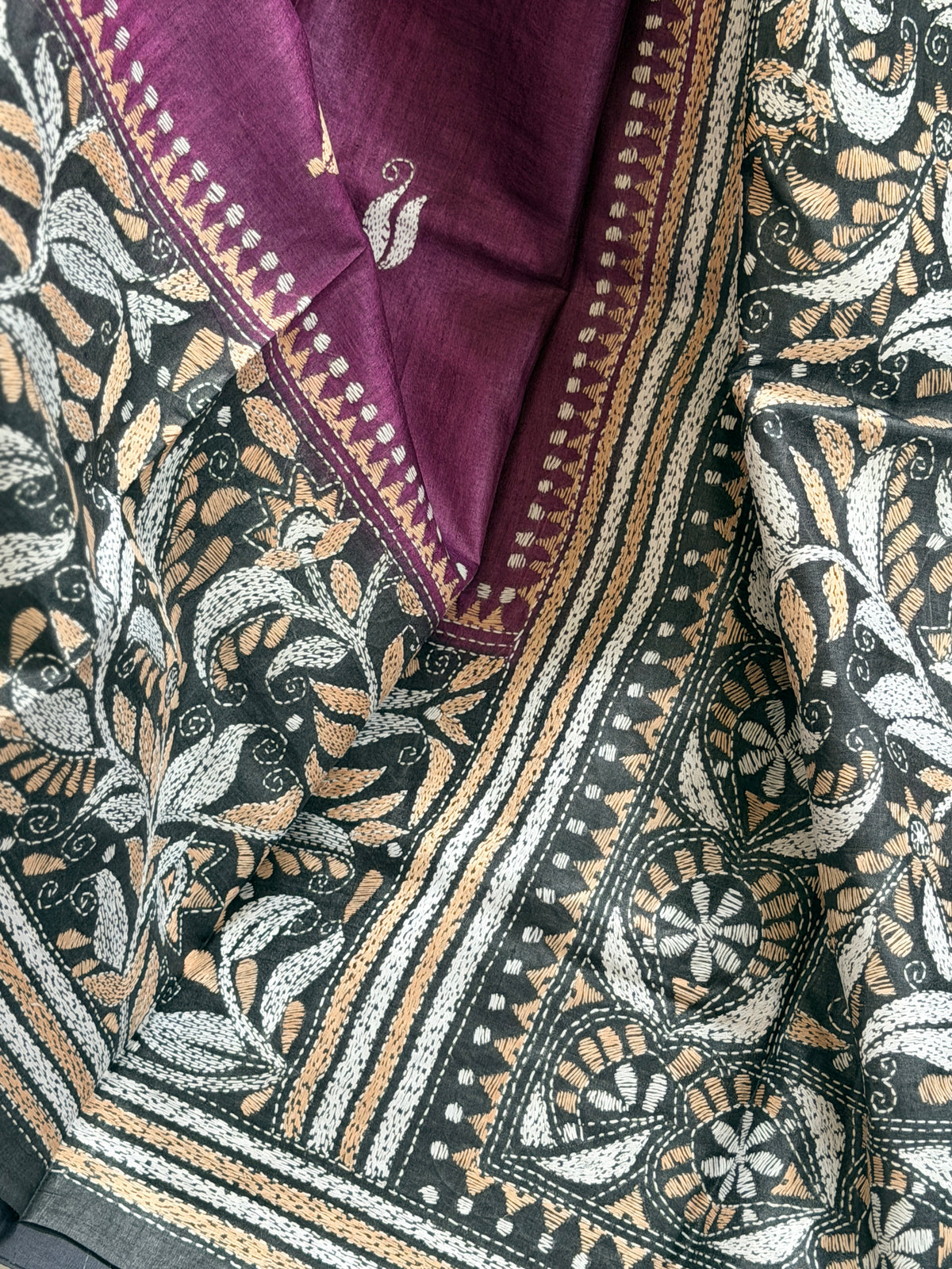 Kantha Stitch Saree
