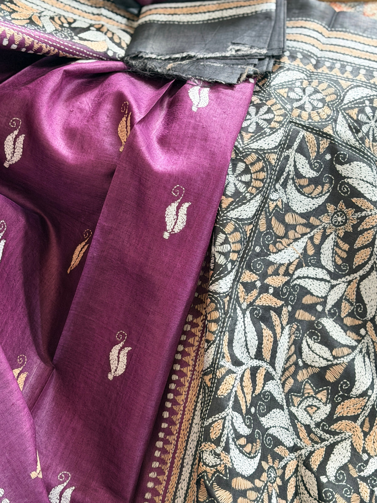 Kantha Stitch Saree