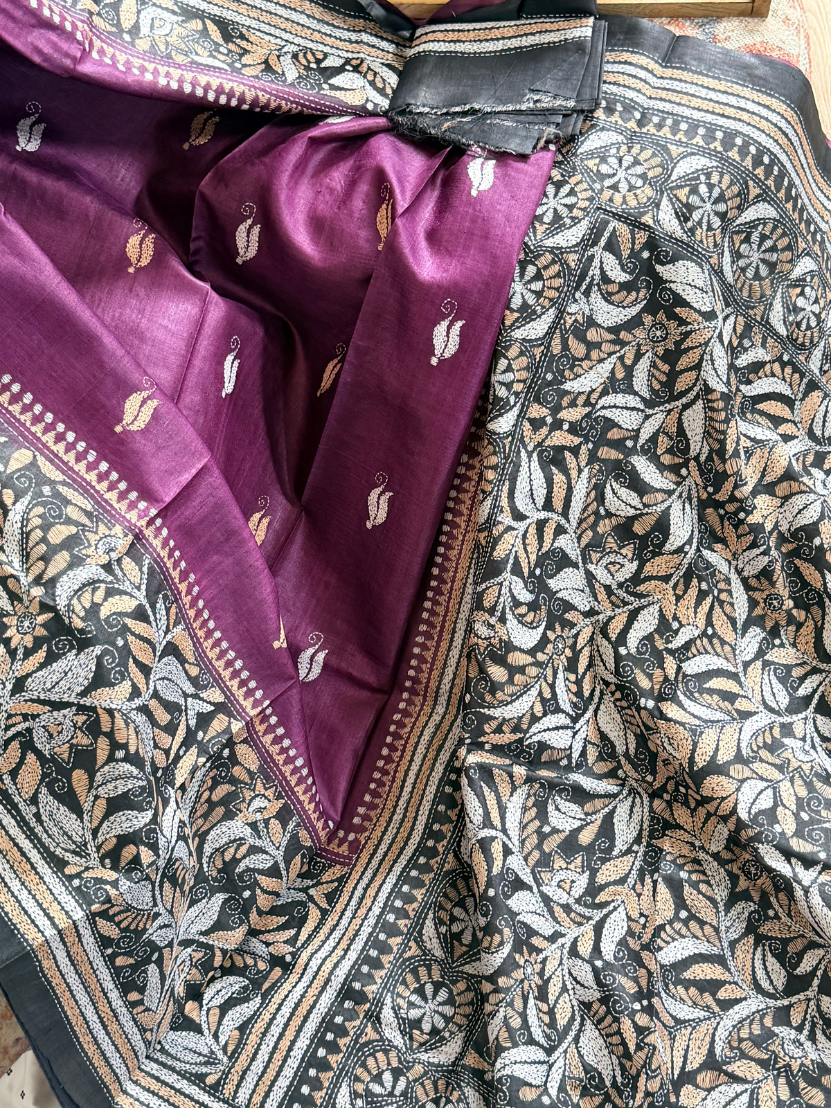 Kantha Stitch Saree