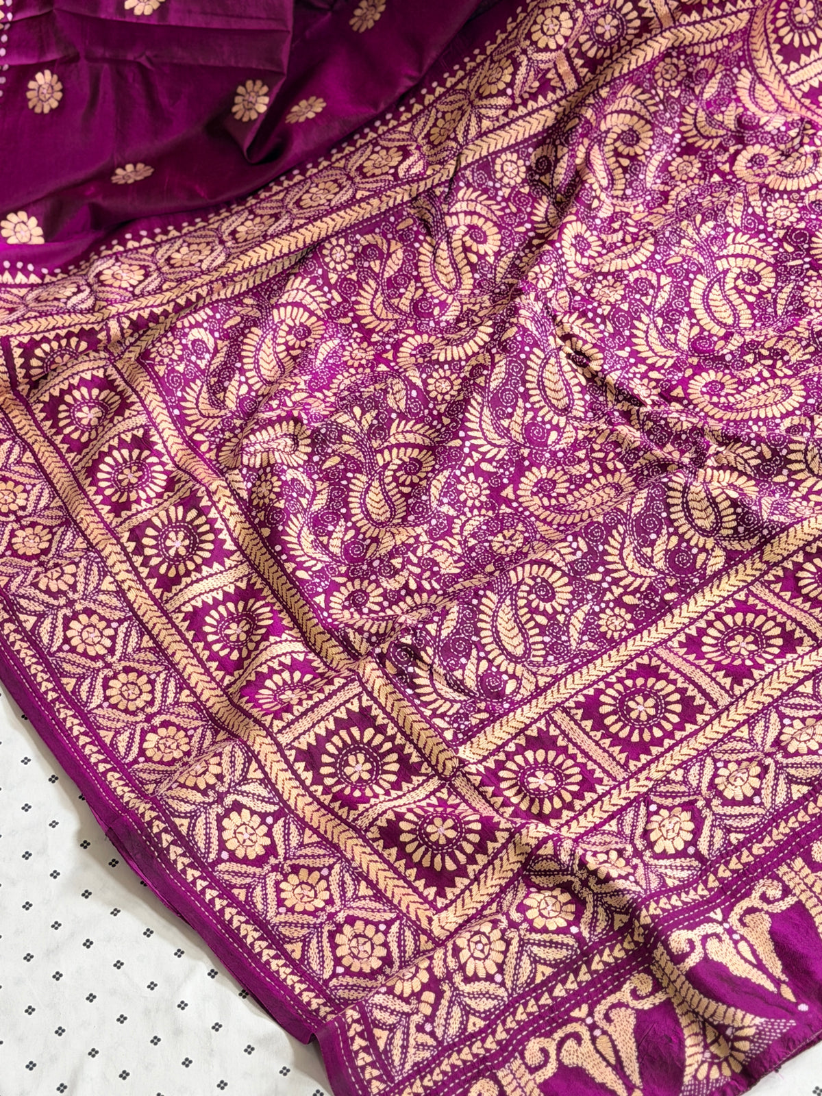 Kantha Stitch Saree