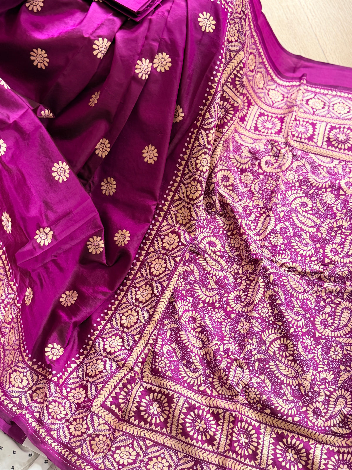 Kantha Stitch Saree