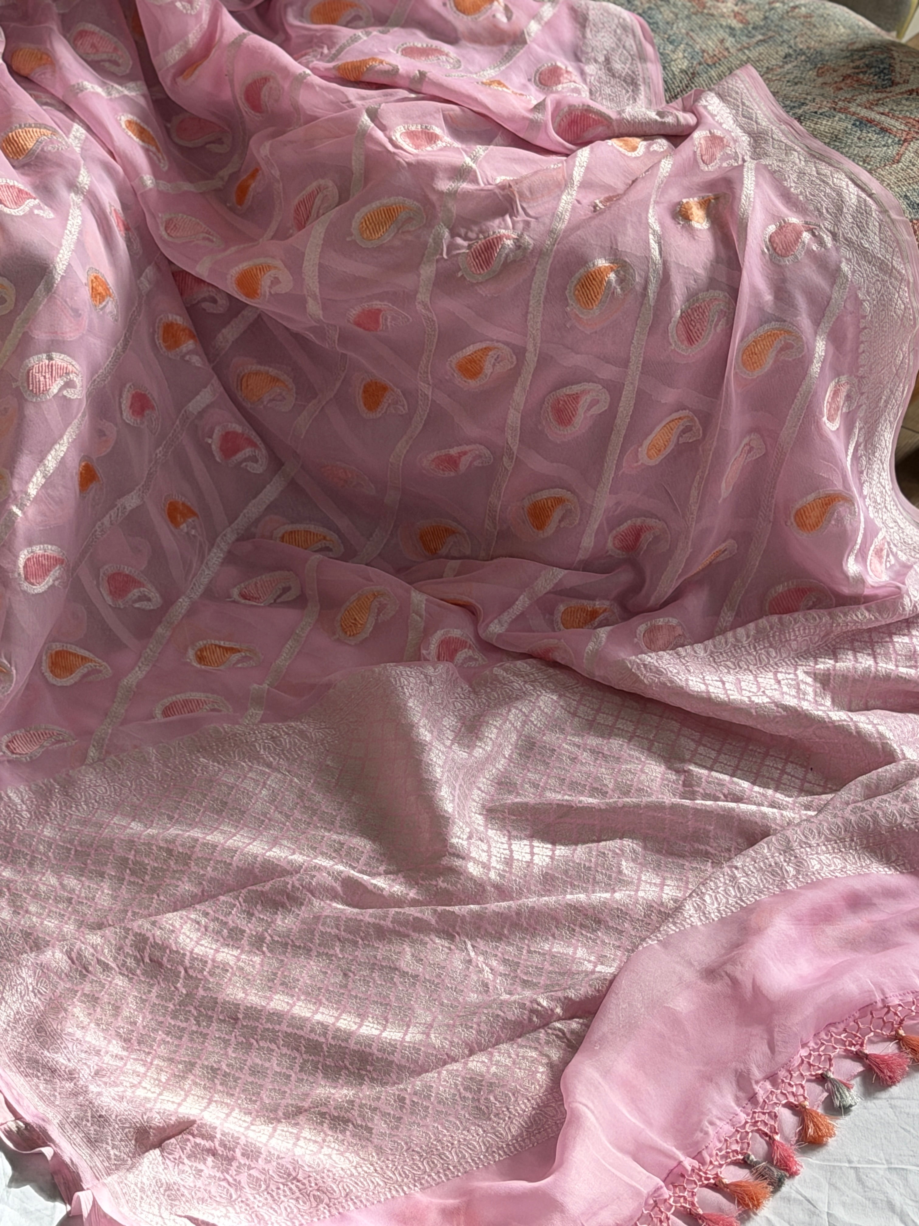 Banarasi Khaddi georgette Velvet weaving saree