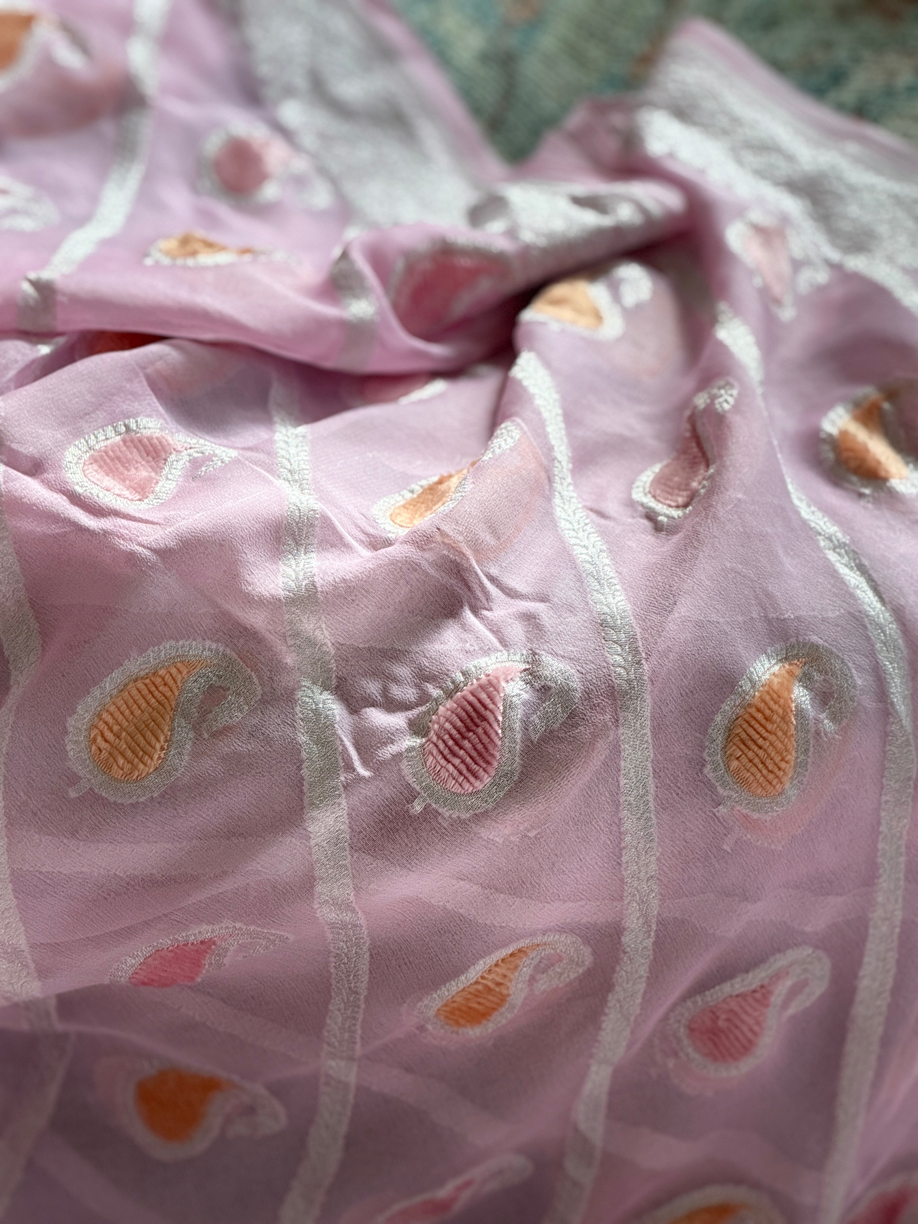 Banarasi Khaddi georgette Velvet weaving saree