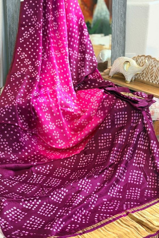 Bandhani Modal Silk Saree