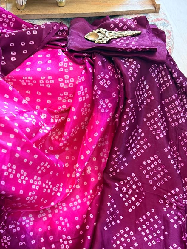 Bandhani Modal Silk Saree