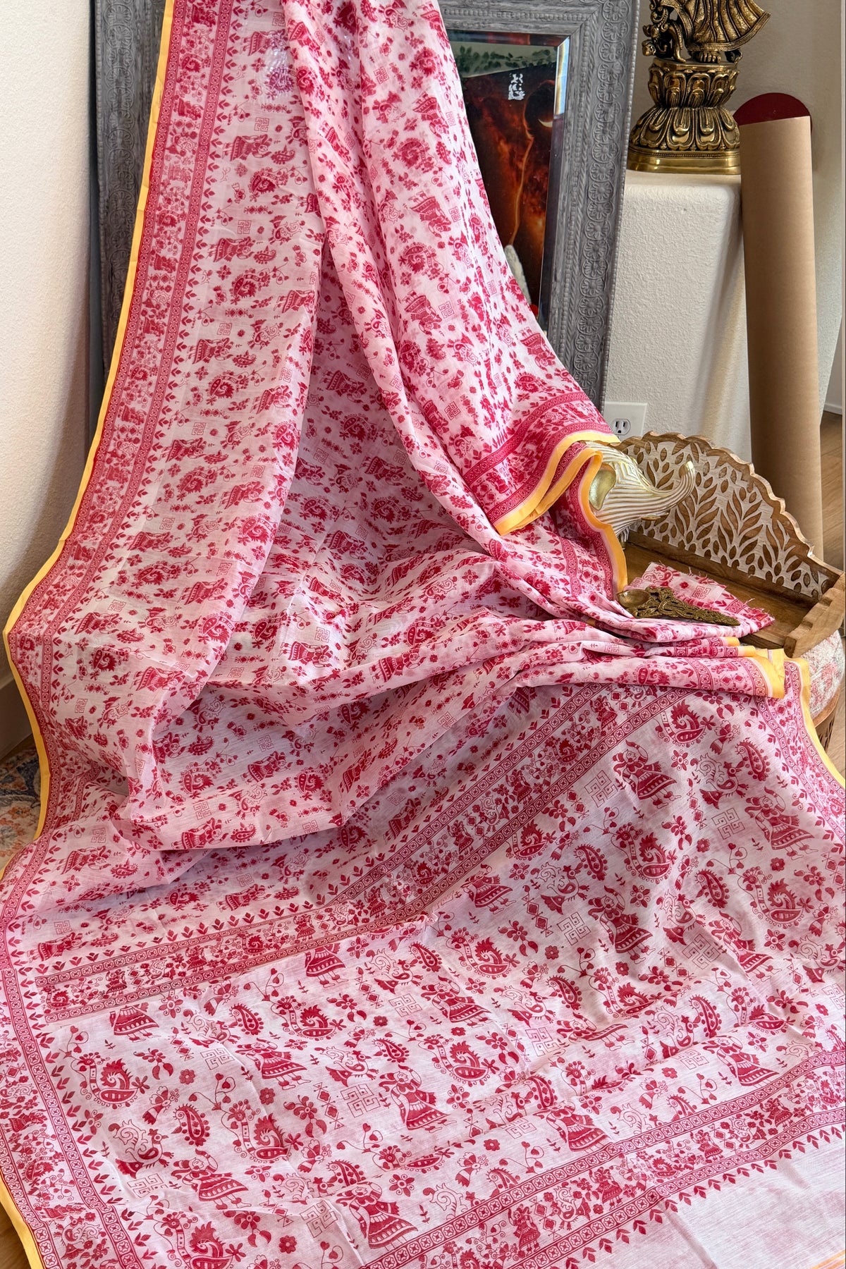 Linen Cotton Printed Bengal Saree