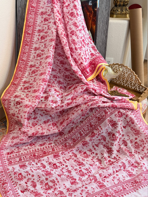 Linen Cotton Printed Bengal Saree