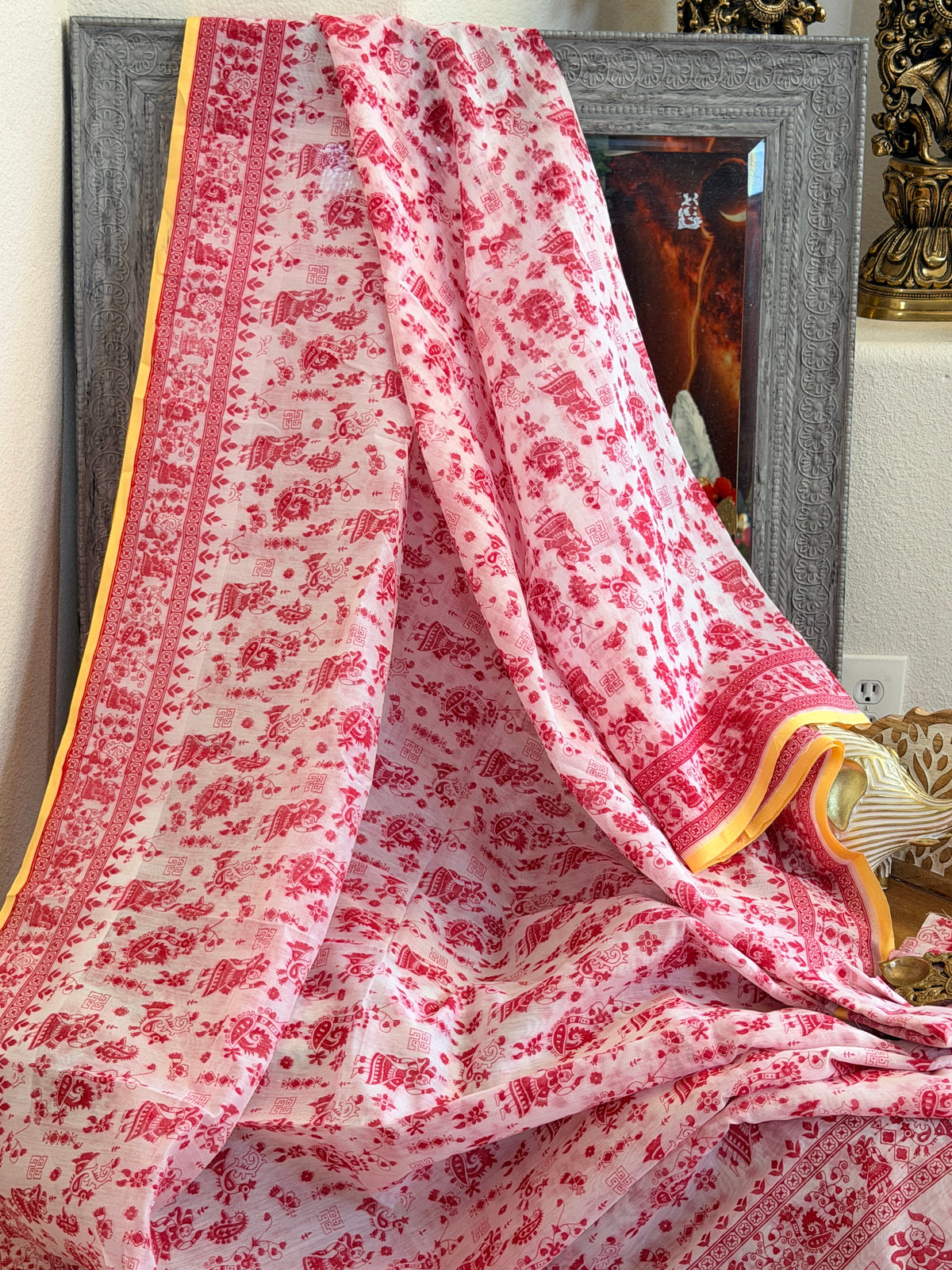 Linen Cotton Printed Bengal Saree
