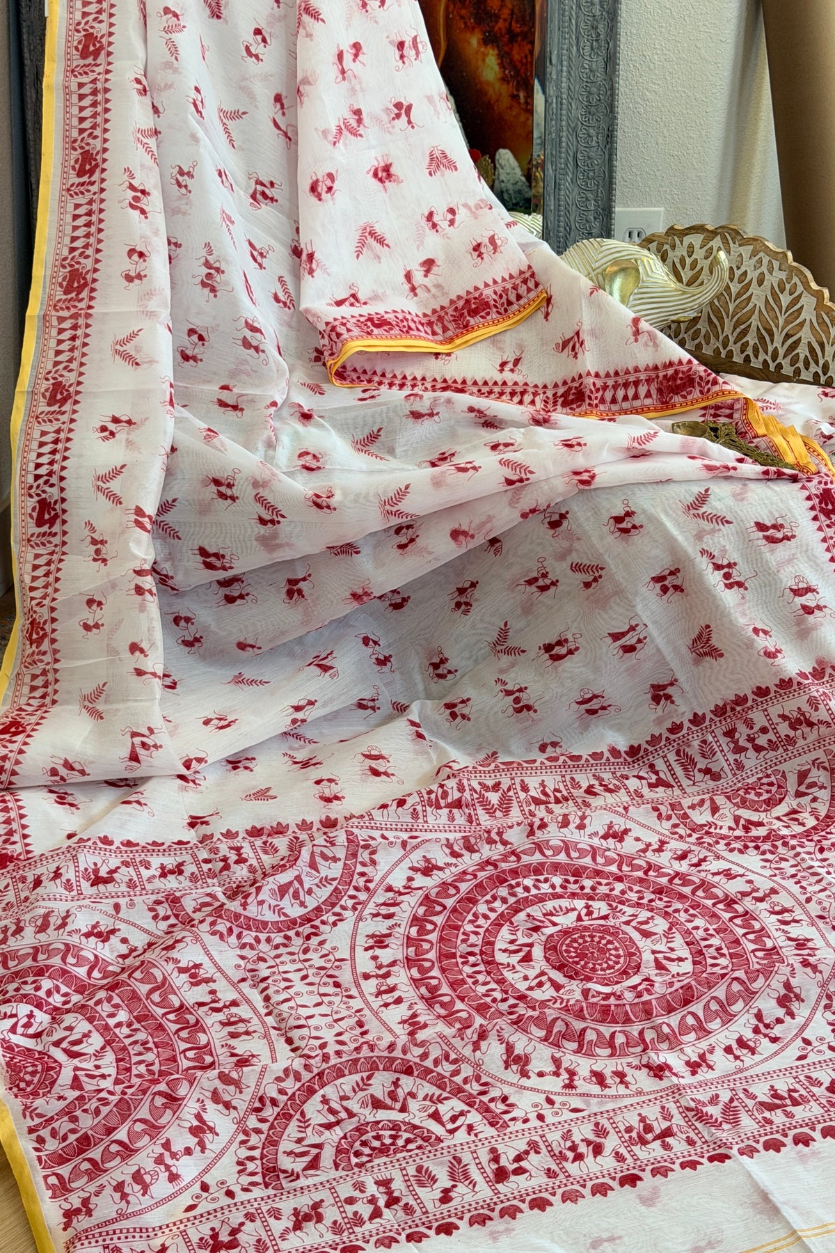 Linen Cotton Printed Bengal Saree