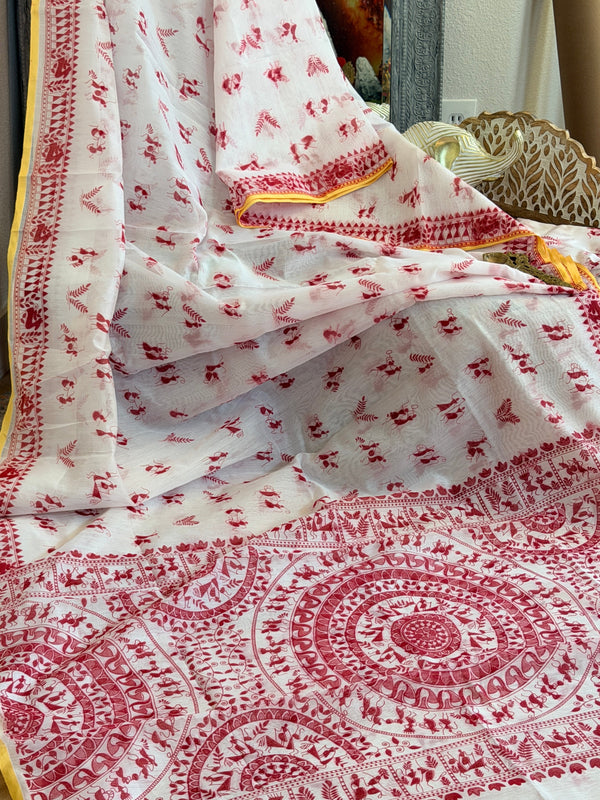 Linen Cotton Printed Bengal Saree