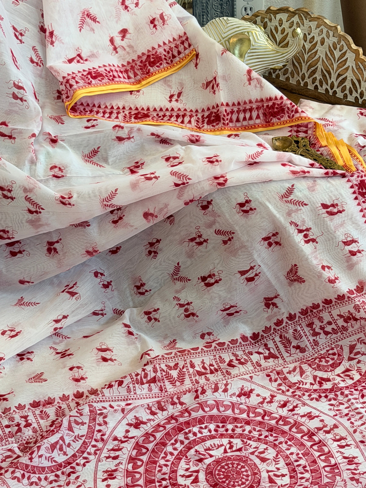 Linen Cotton Printed Bengal Saree