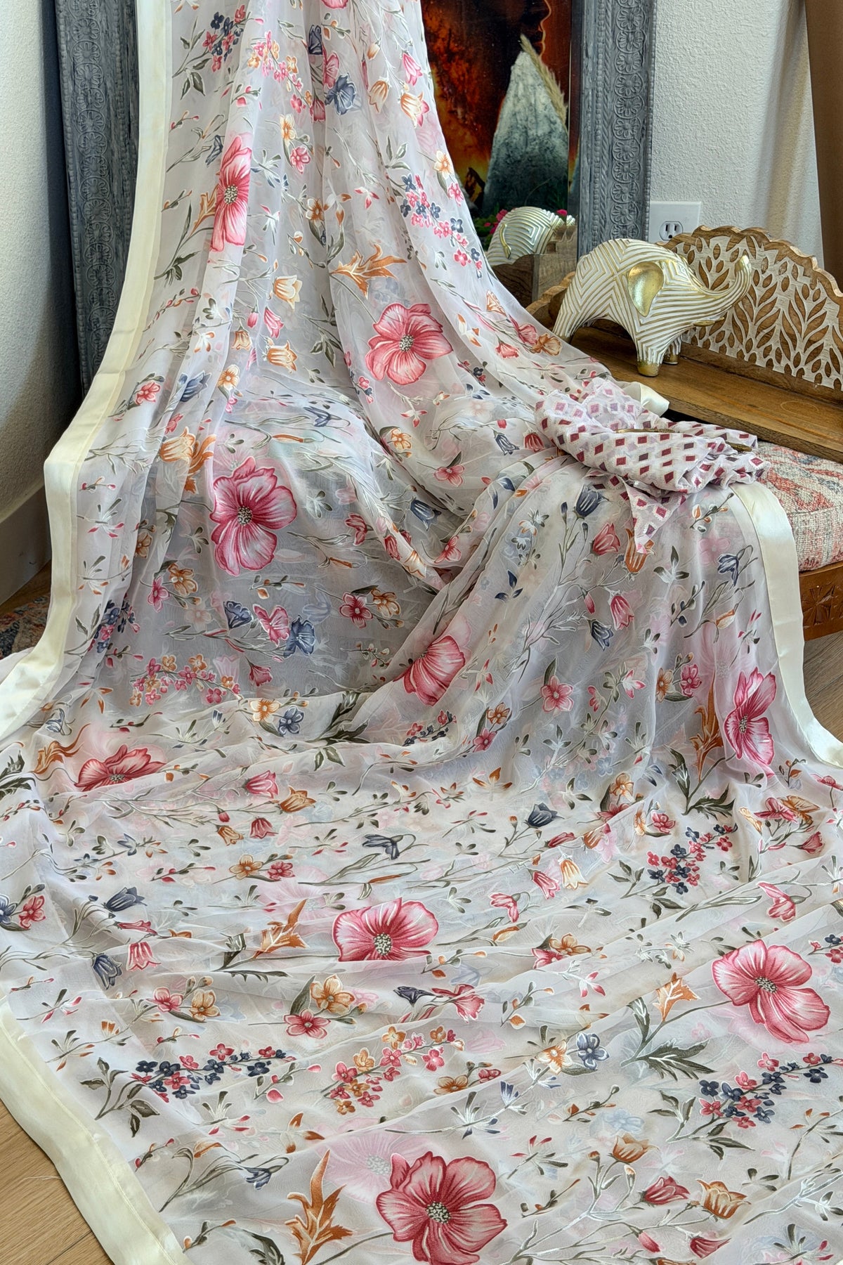 Chiffon Floral Printed Saree